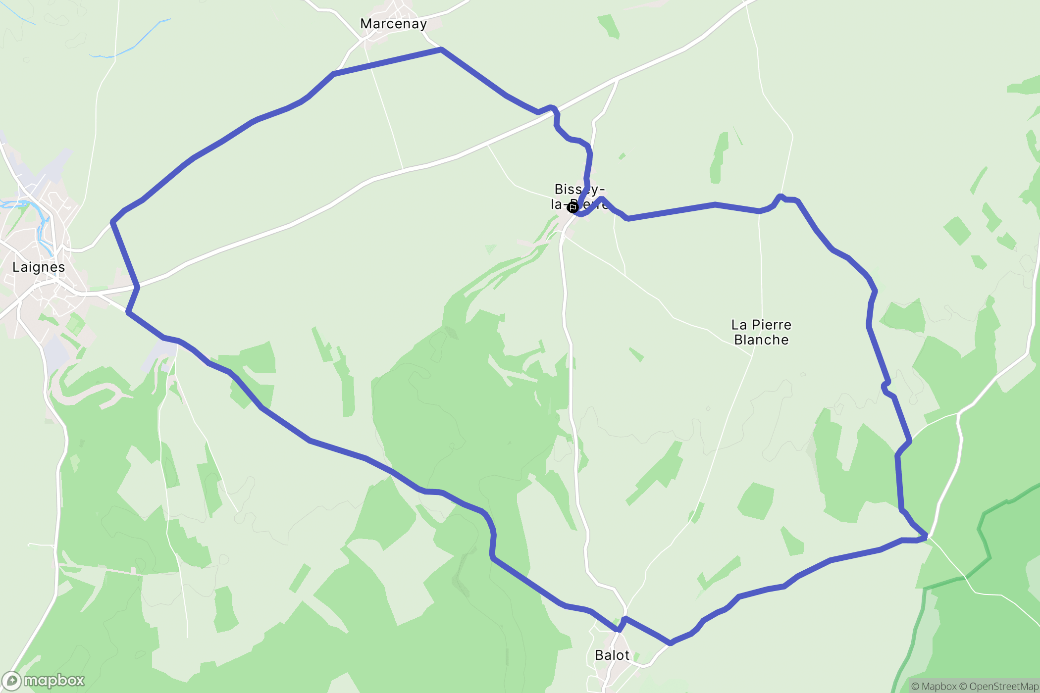 Bissey-la-Pierre : carte du parcours de randonnée - France