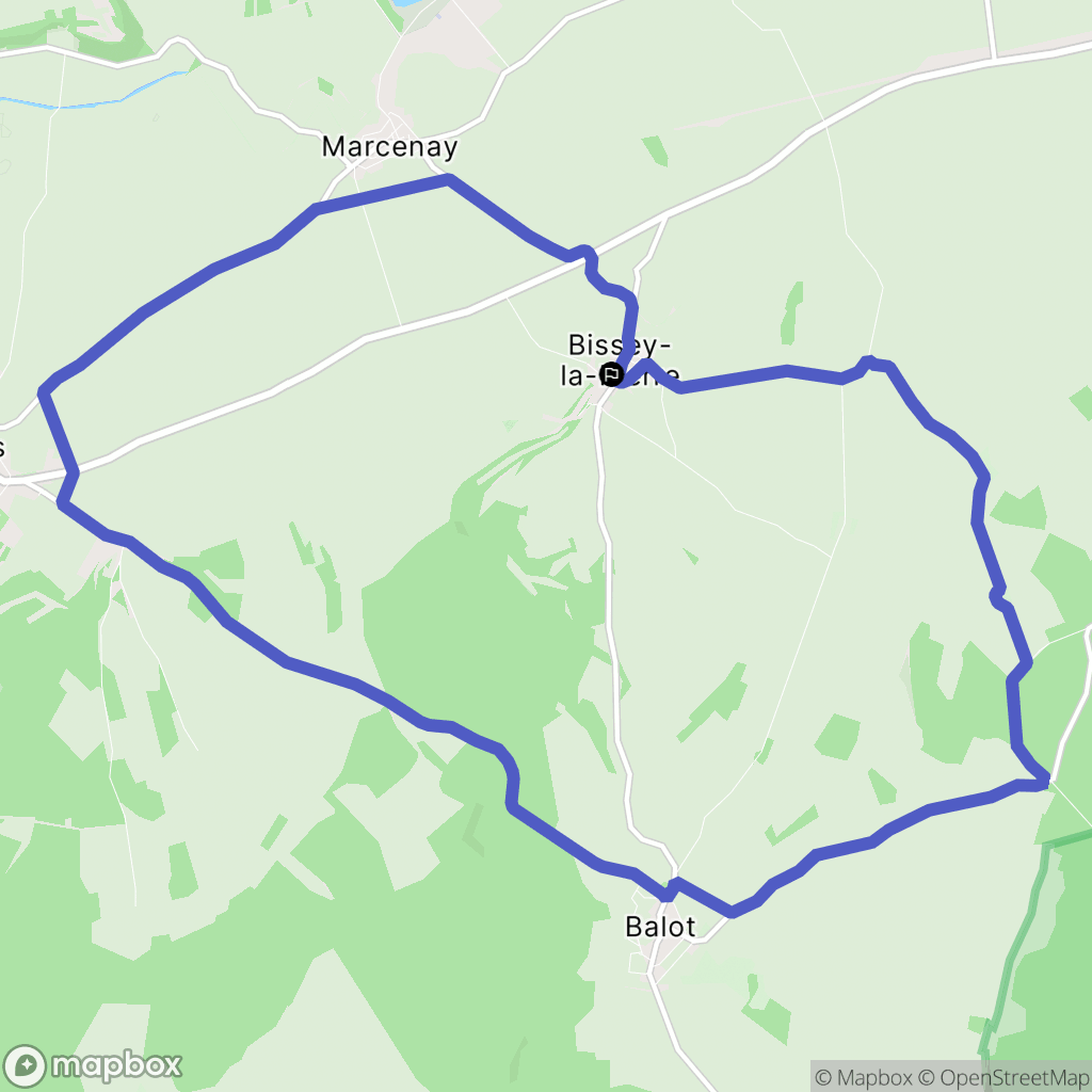 Bissey-la-Pierre : carte du parcours de randonnée - France