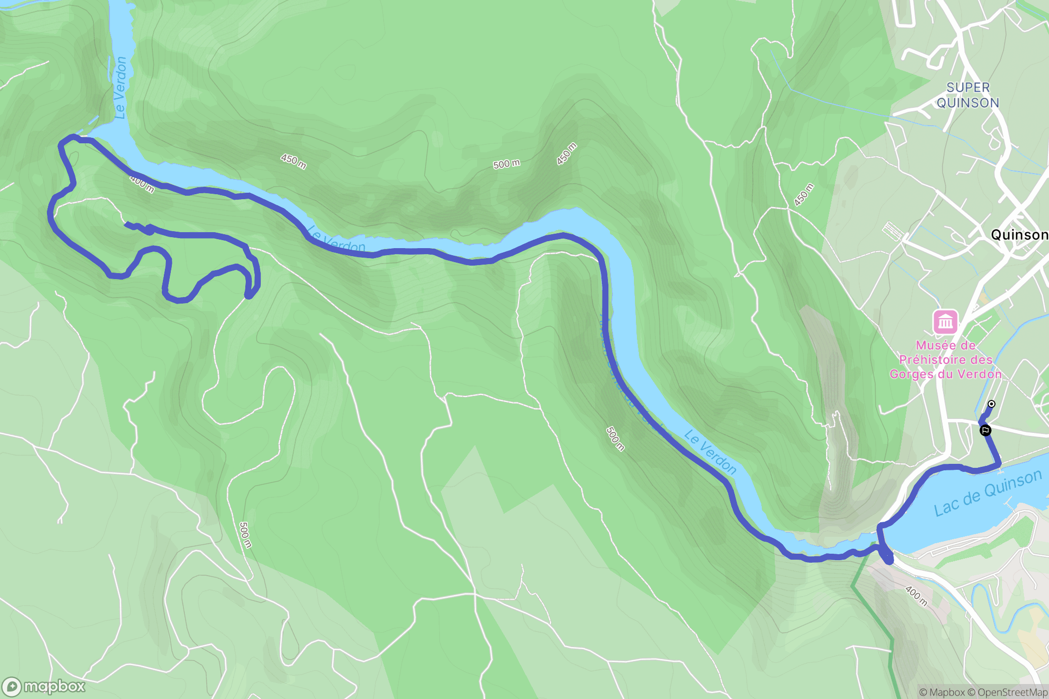 Quinson : carte du parcours de randonnée - France
