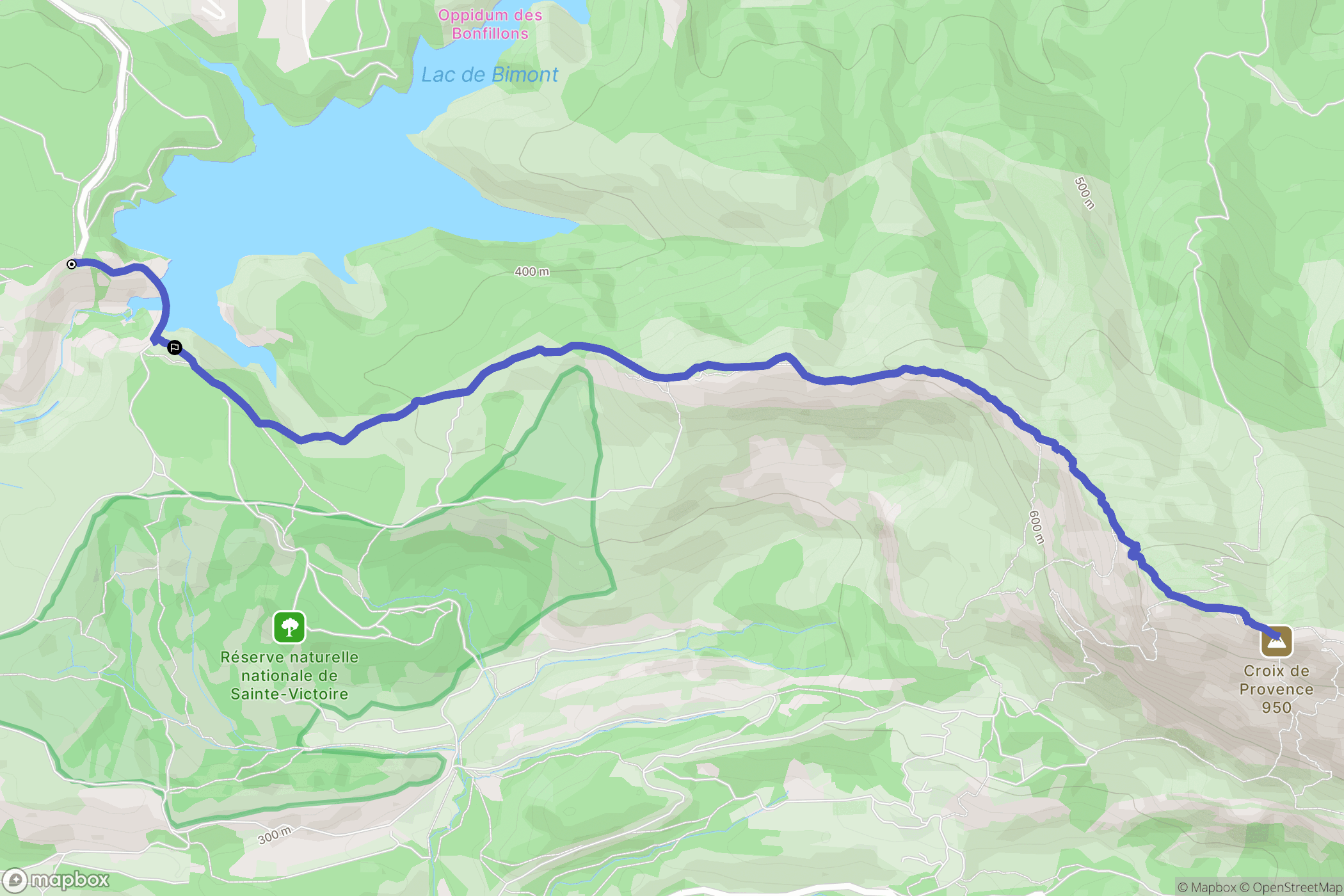 Saint-Marc-Jaumegarde : carte du parcours de randonnée - France