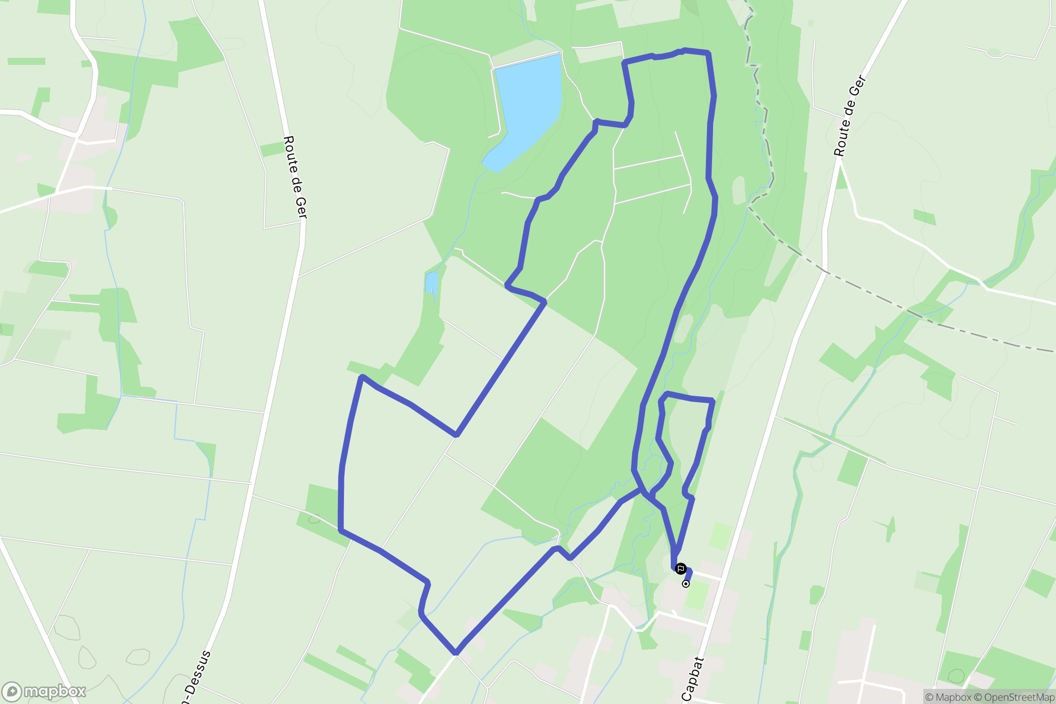 Ger : carte du parcours de randonnée - France