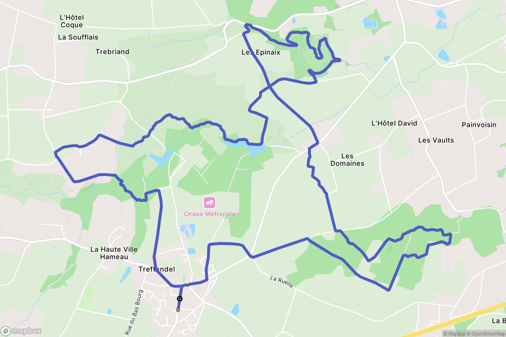 Treffendel : carte du parcours de randonnée - France
