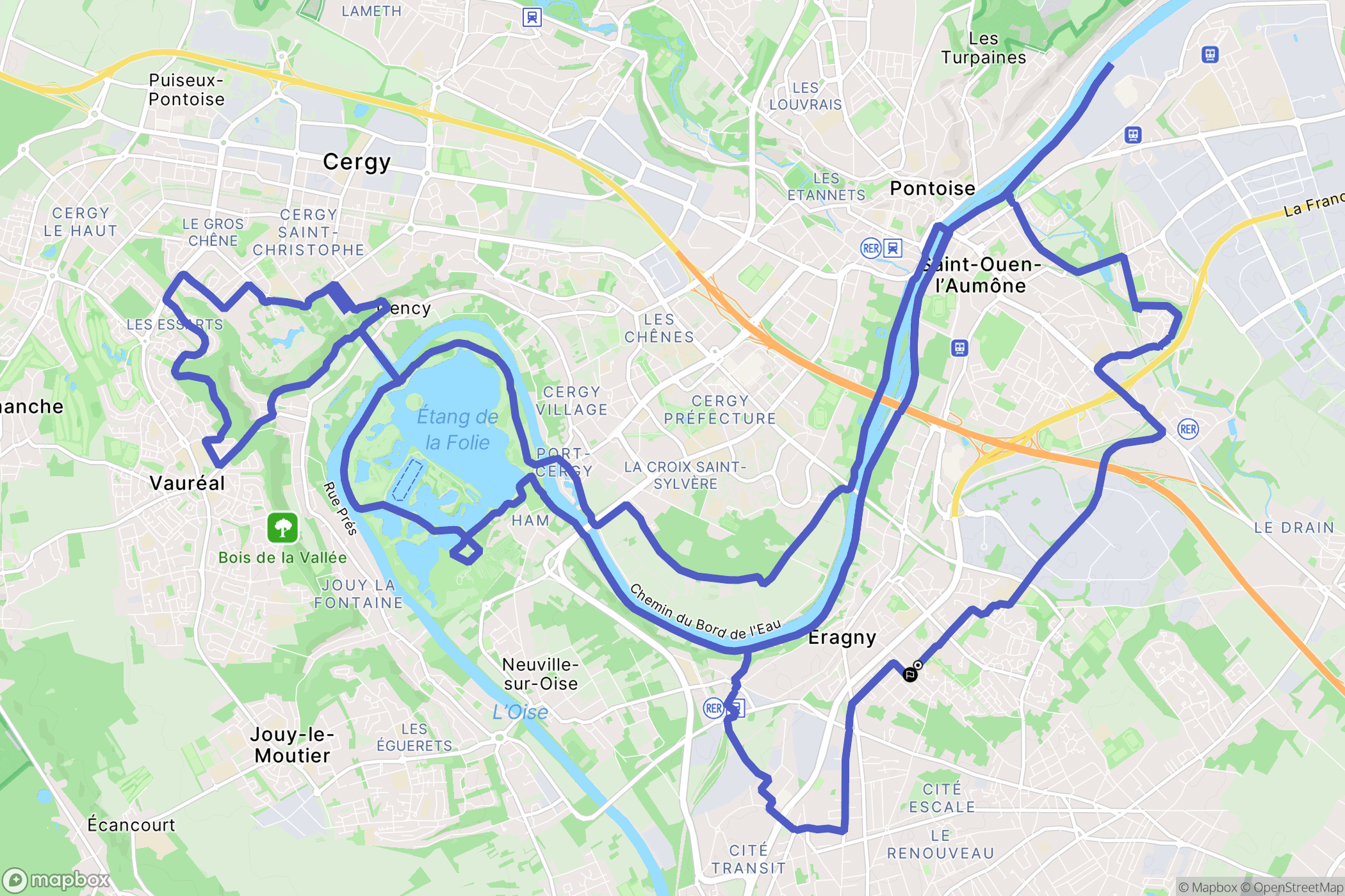 Éragny : carte du parcours de randonnée - France