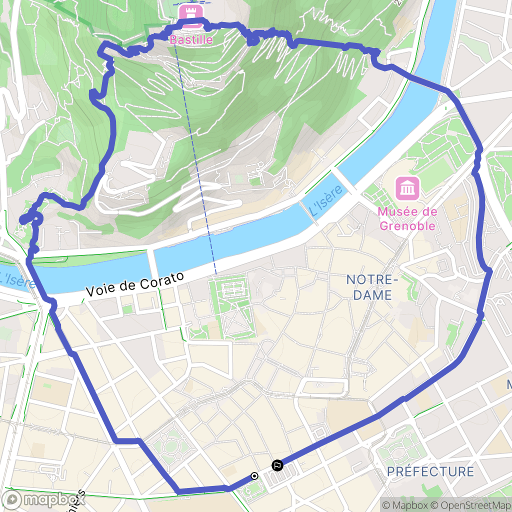 Grenoble : carte du parcours de randonnée - France