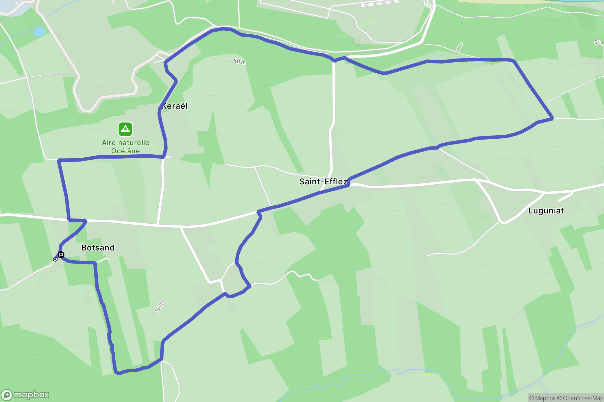 Lanvéoc : carte du parcours de randonnée - France