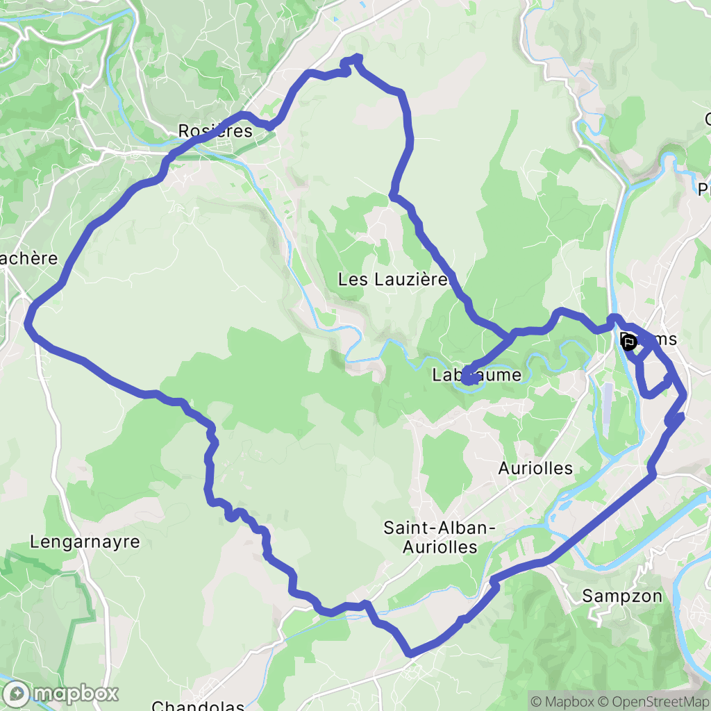 Ruoms : carte du parcours de randonnée - France