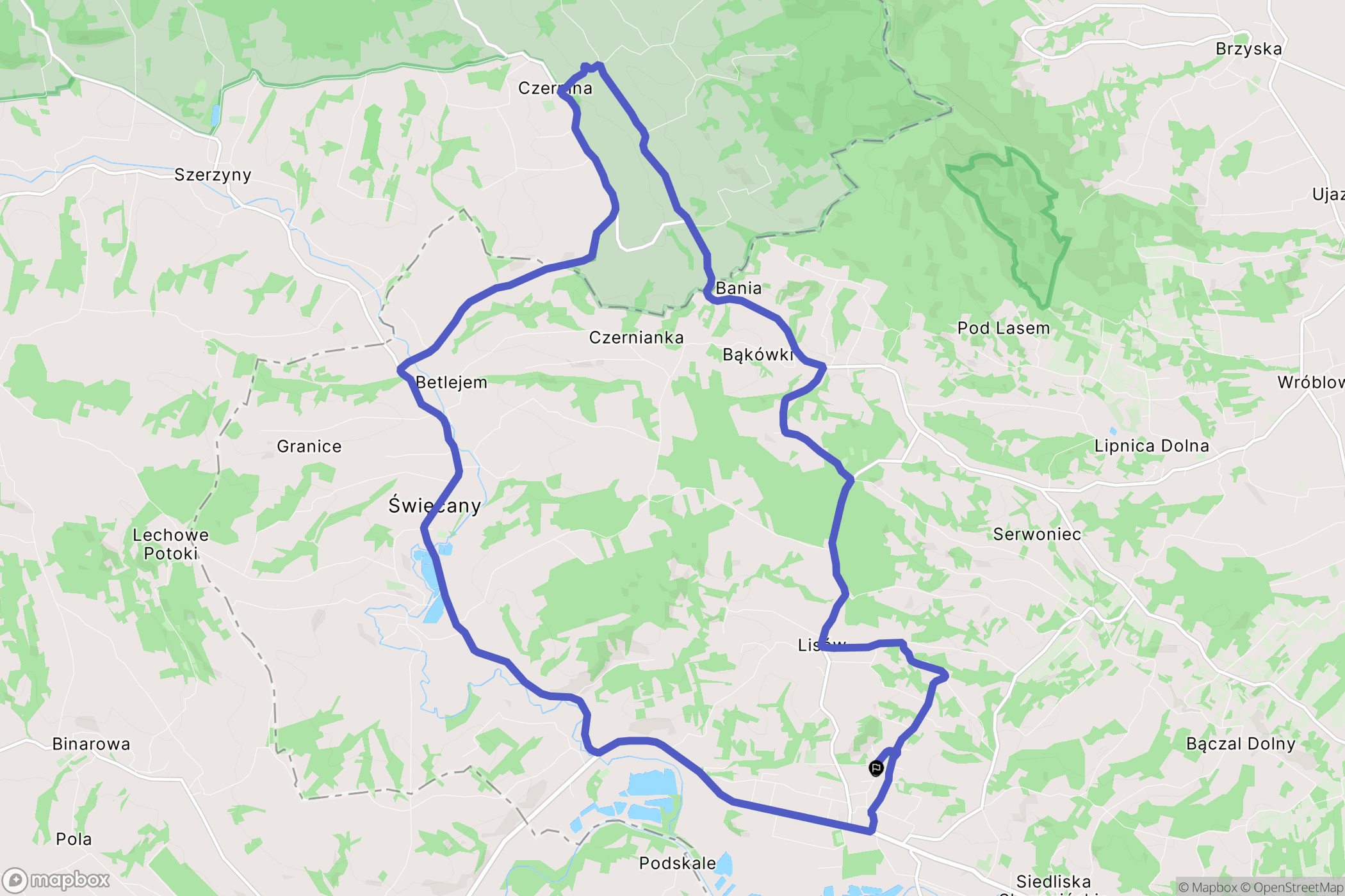 Skołyszyn: mapa trasy - Poland