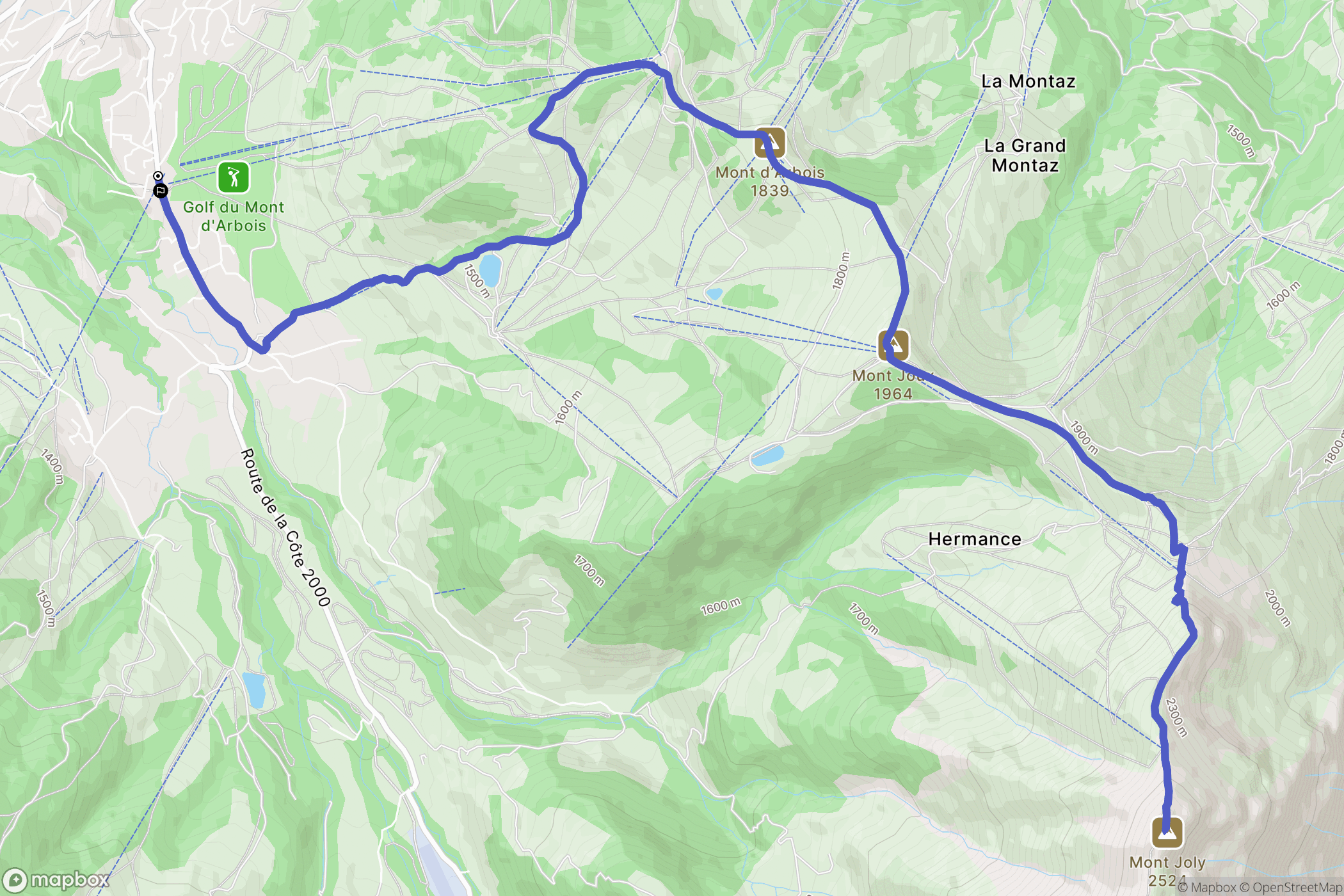 Megève : carte du parcours de randonnée - France
