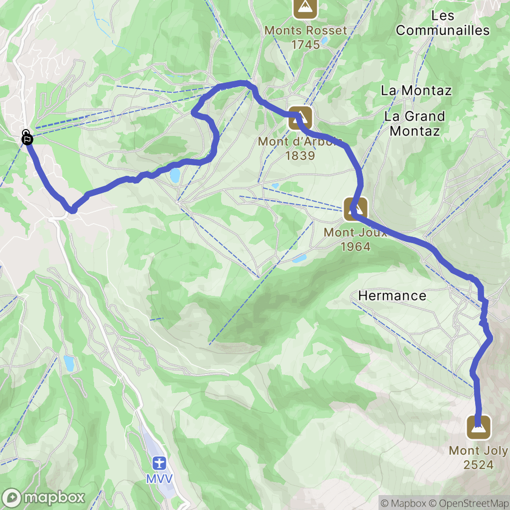 Megève : carte du parcours de randonnée - France