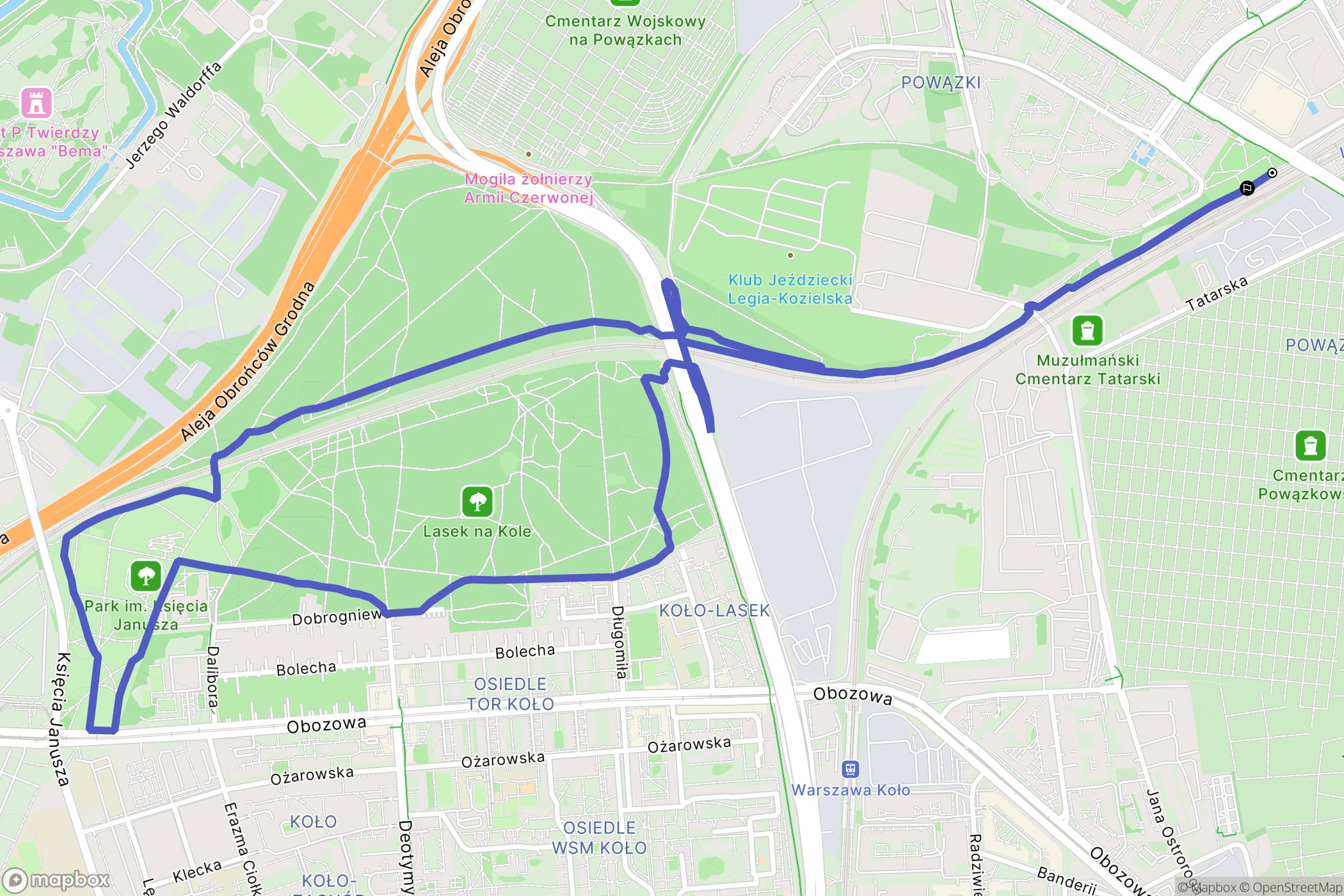 Warszawa: mapa trasy - Poland