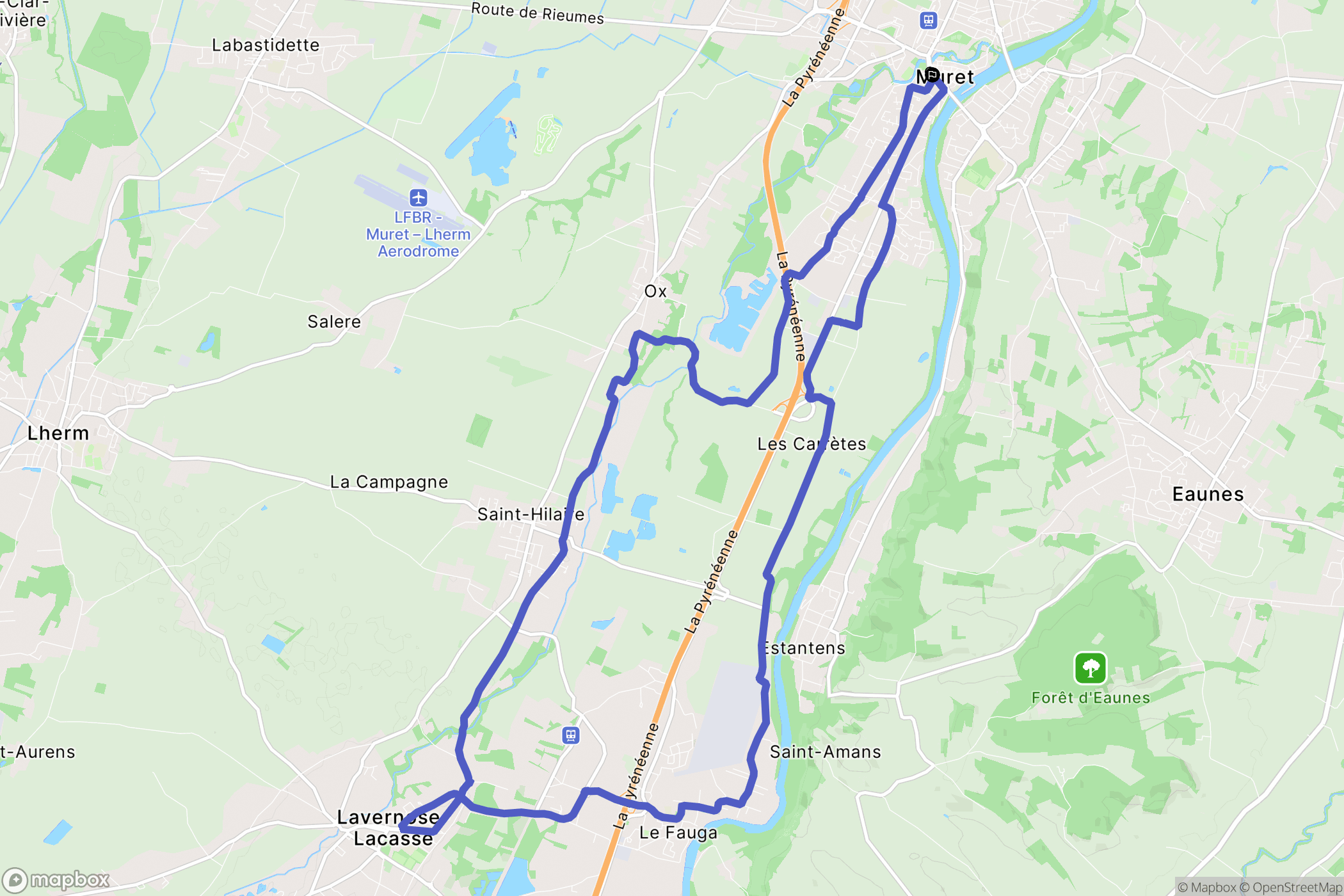 Muret : carte du parcours de randonnée - France