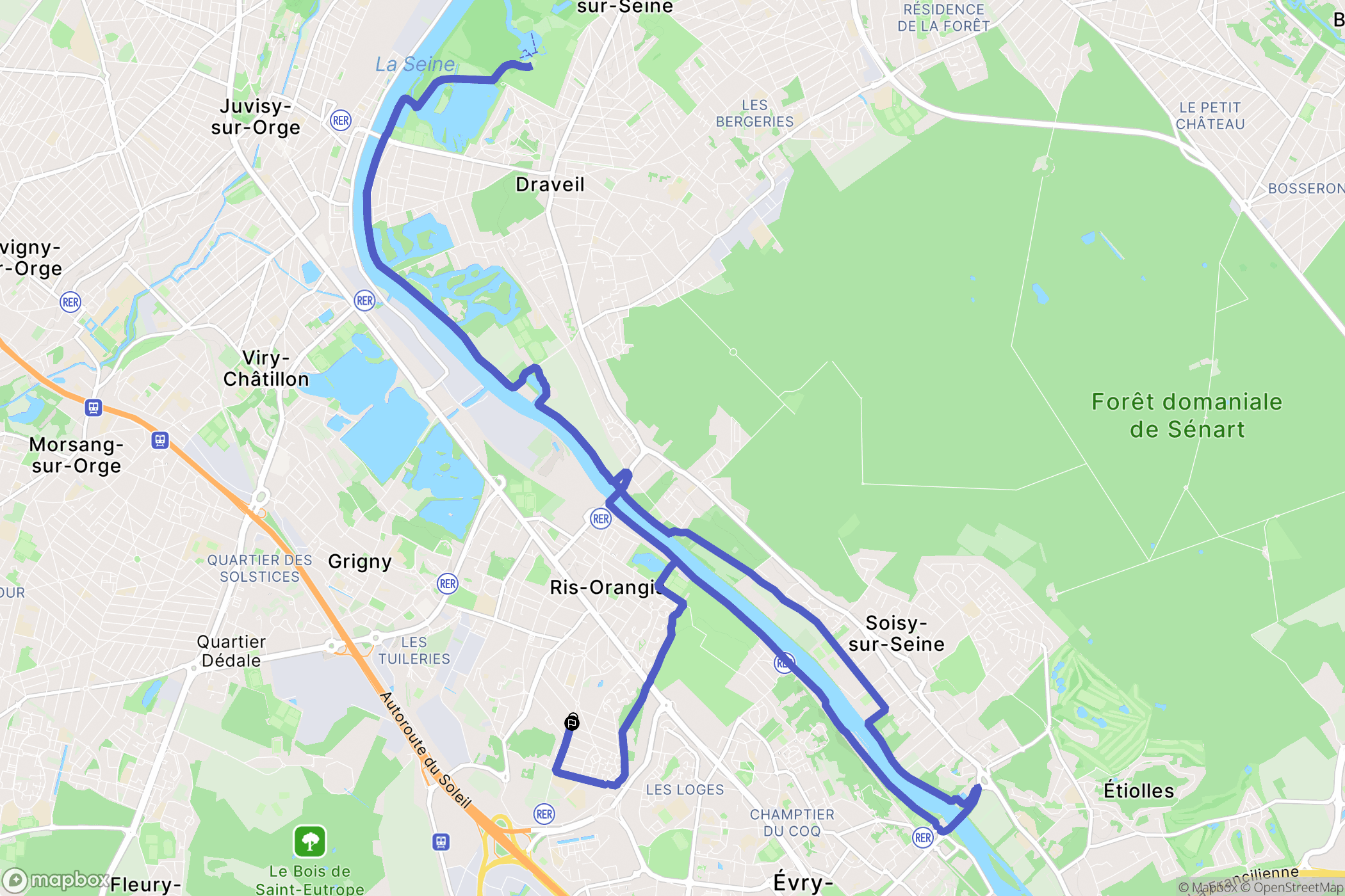 Ris-Orangis : carte du parcours de randonnée - France