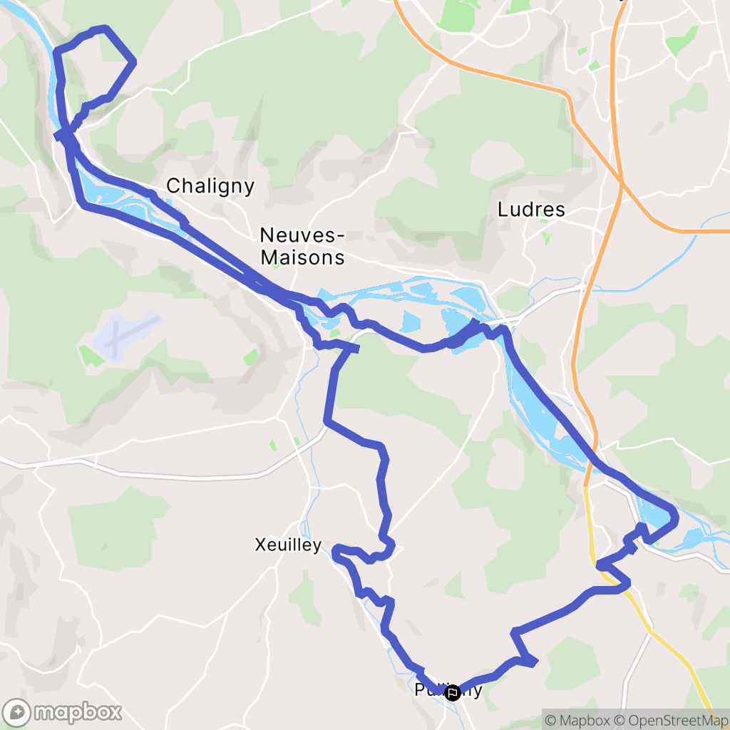 Pulligny : carte du parcours de randonnée - France