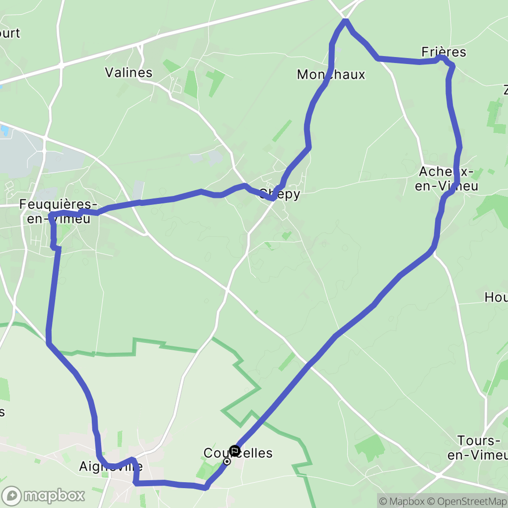 Aigneville : carte du parcours de randonnée - France