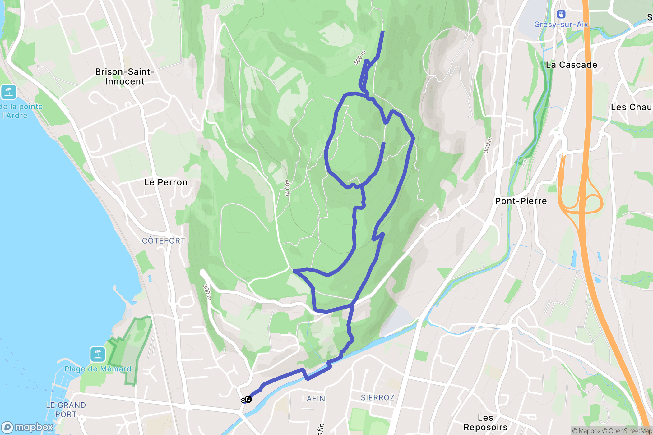 Aix-les-Bains : carte du parcours de randonnée - France