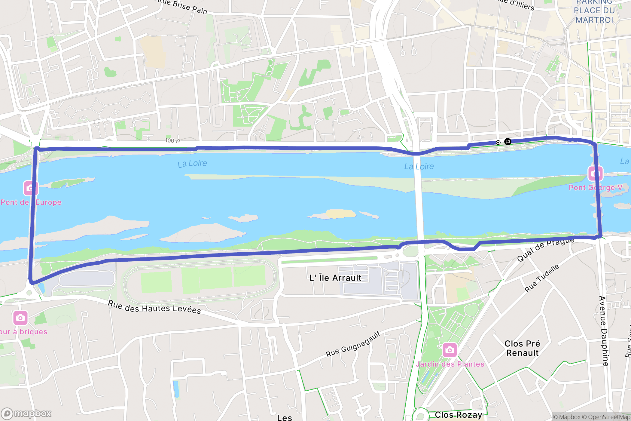 Orléans : carte du parcours de randonnée - France