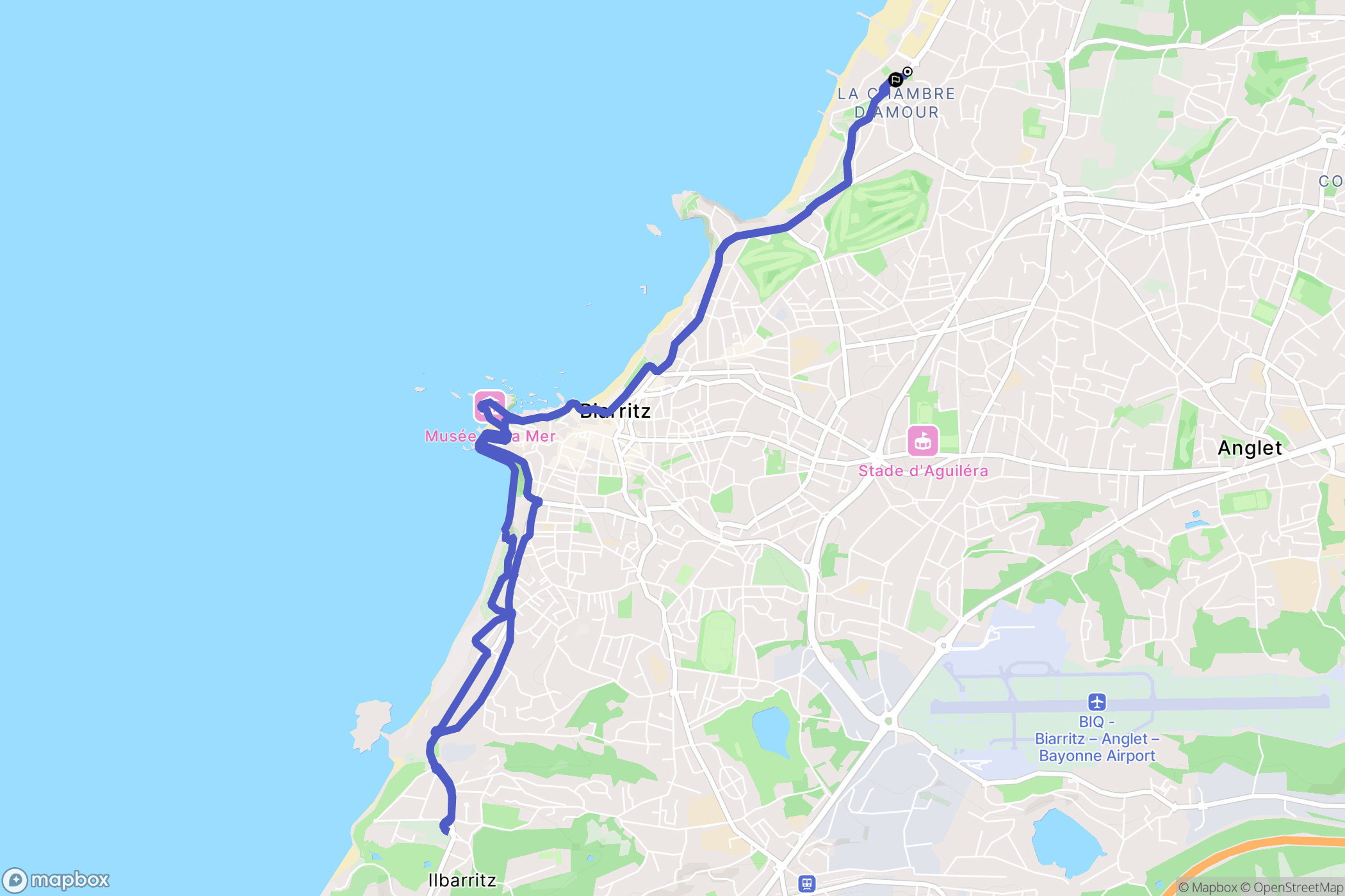 Anglet : carte du parcours de randonnée - France