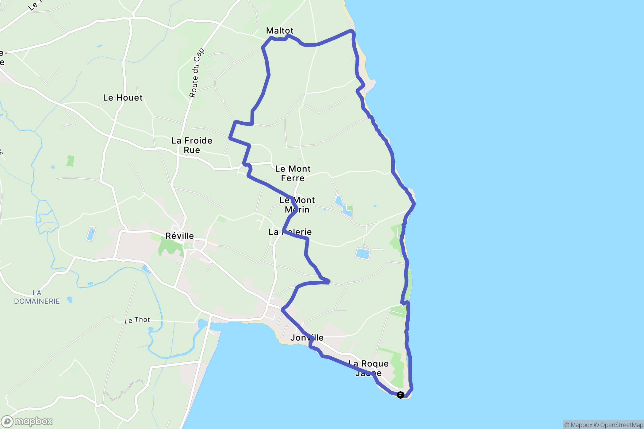 Réville : carte du parcours de randonnée - France