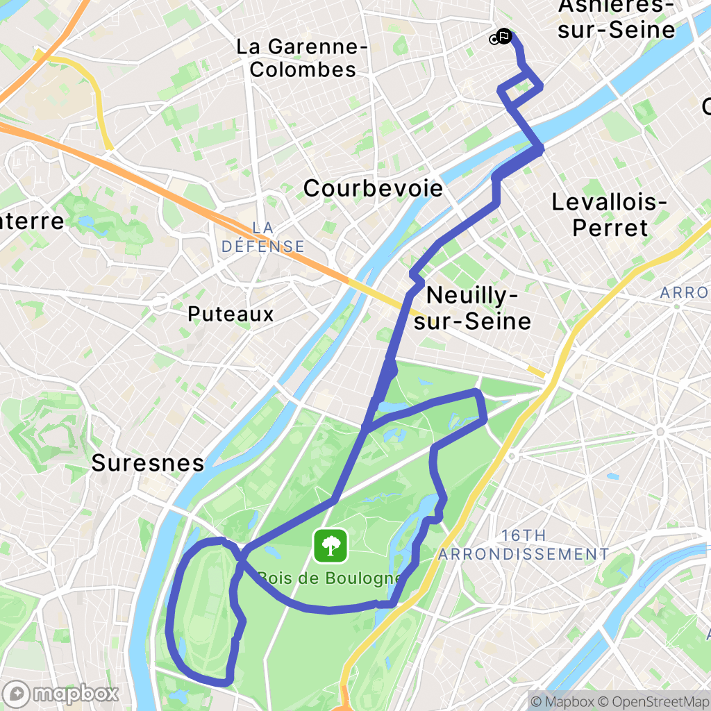 Asnières-sur-Seine : carte du parcours de randonnée - France