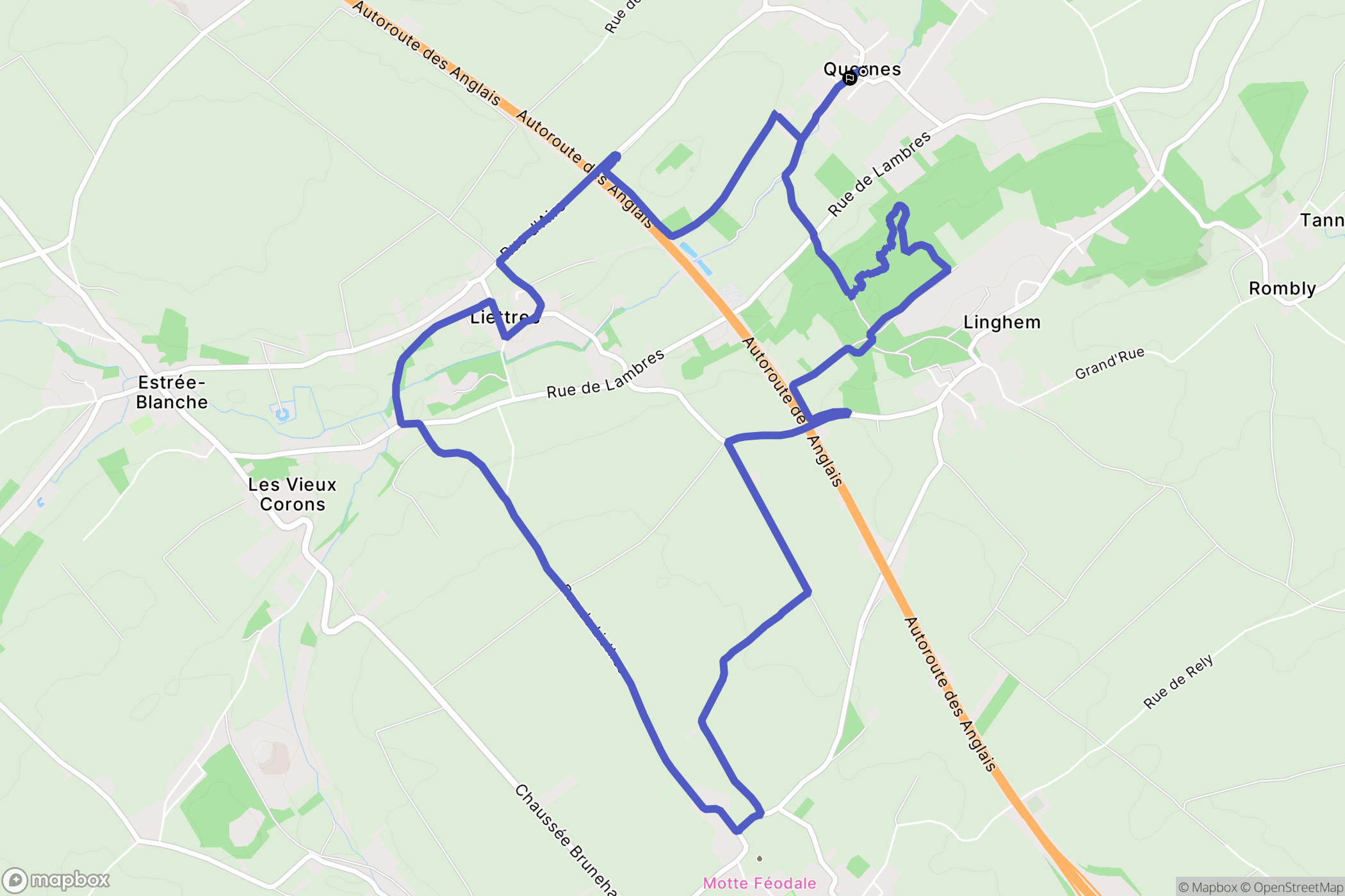 Quernes : carte du parcours de randonnée - France