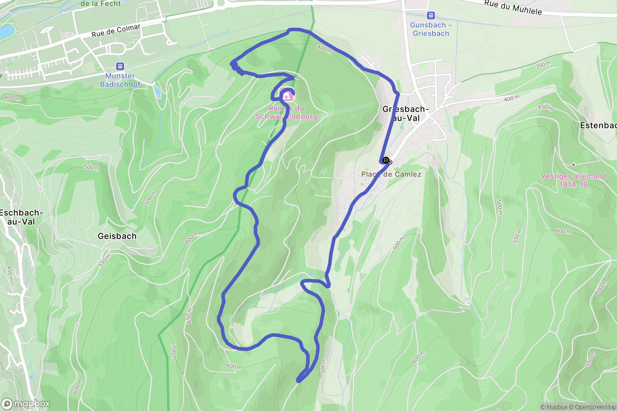 Griesbach-au-Val : carte du parcours de randonnée - France