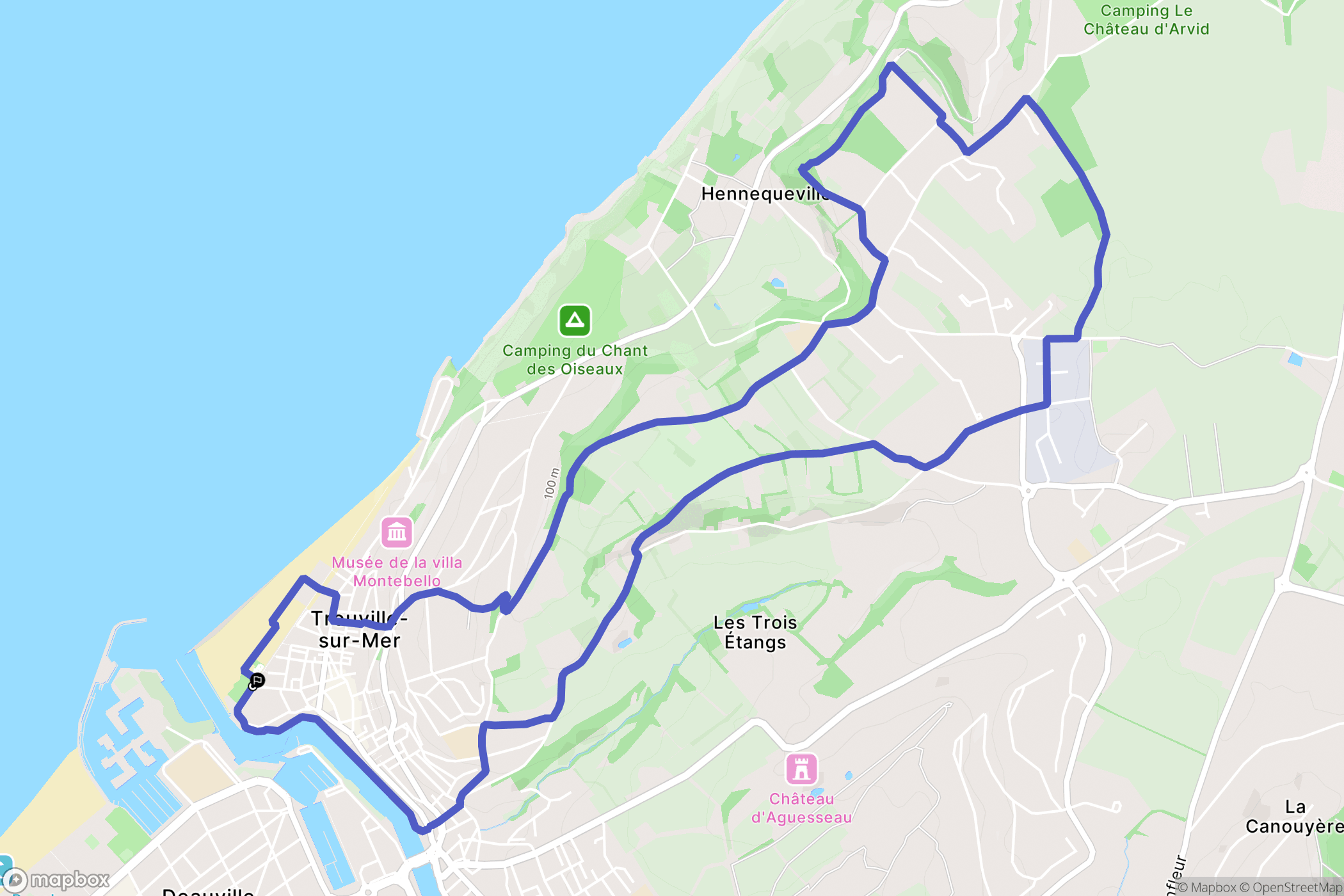Trouville-sur-Mer : carte du parcours de randonnée - France