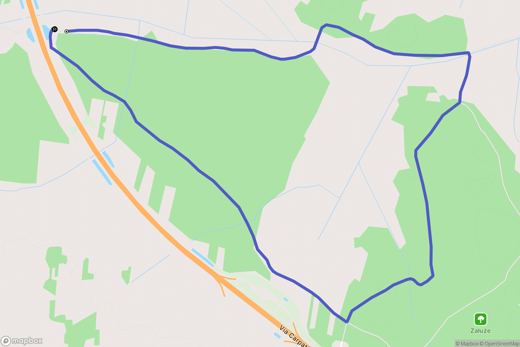Jeżowe: mapa trasy - Poland