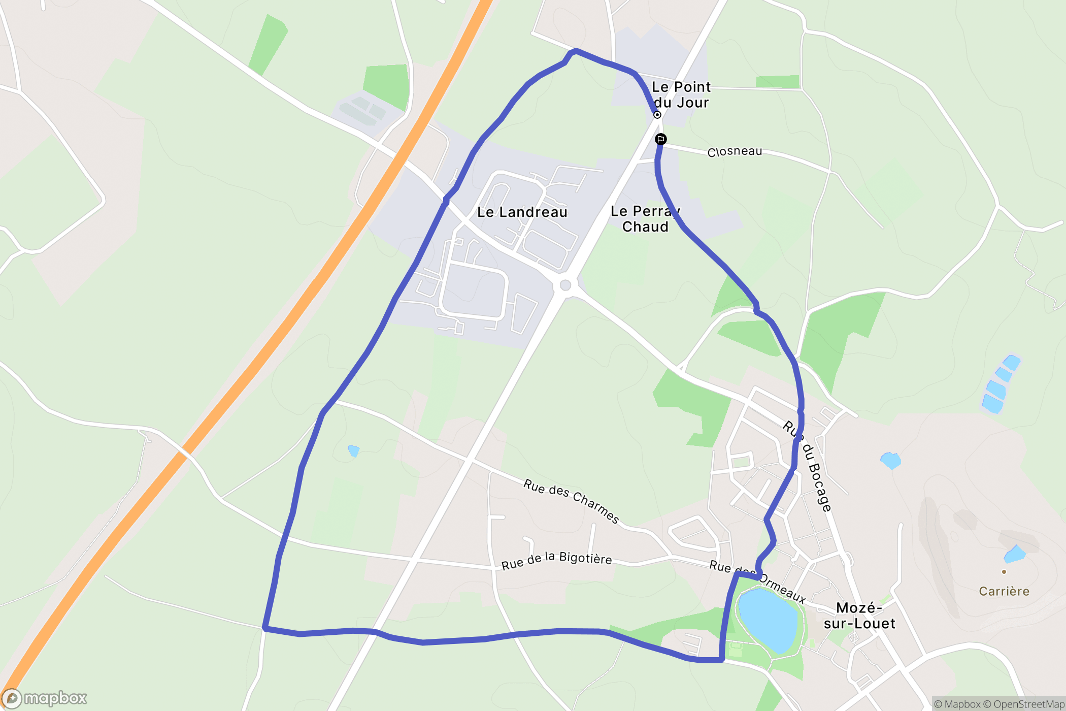 Mozé-sur-Louet : carte du parcours de randonnée - France