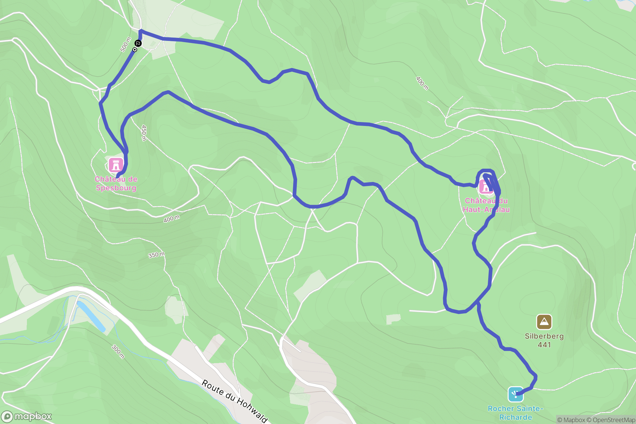 Andlau : carte du parcours de randonnée - France