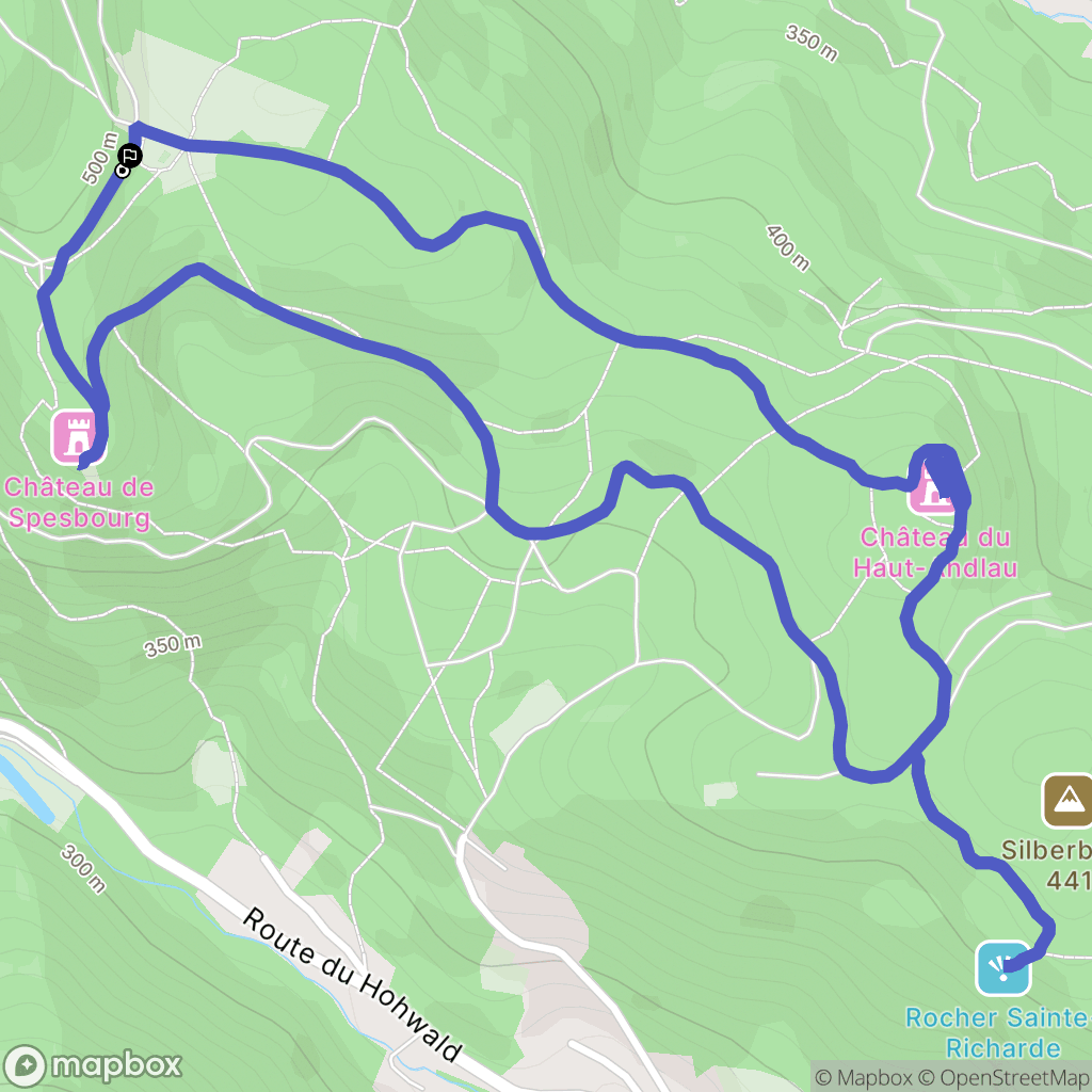 Andlau : carte du parcours de randonnée - France