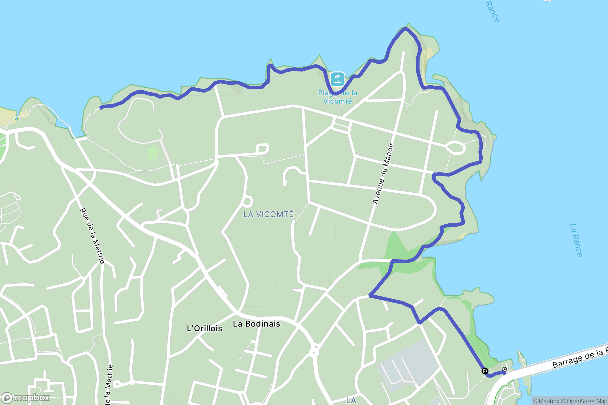 La Richardais : carte du parcours de randonnée - France