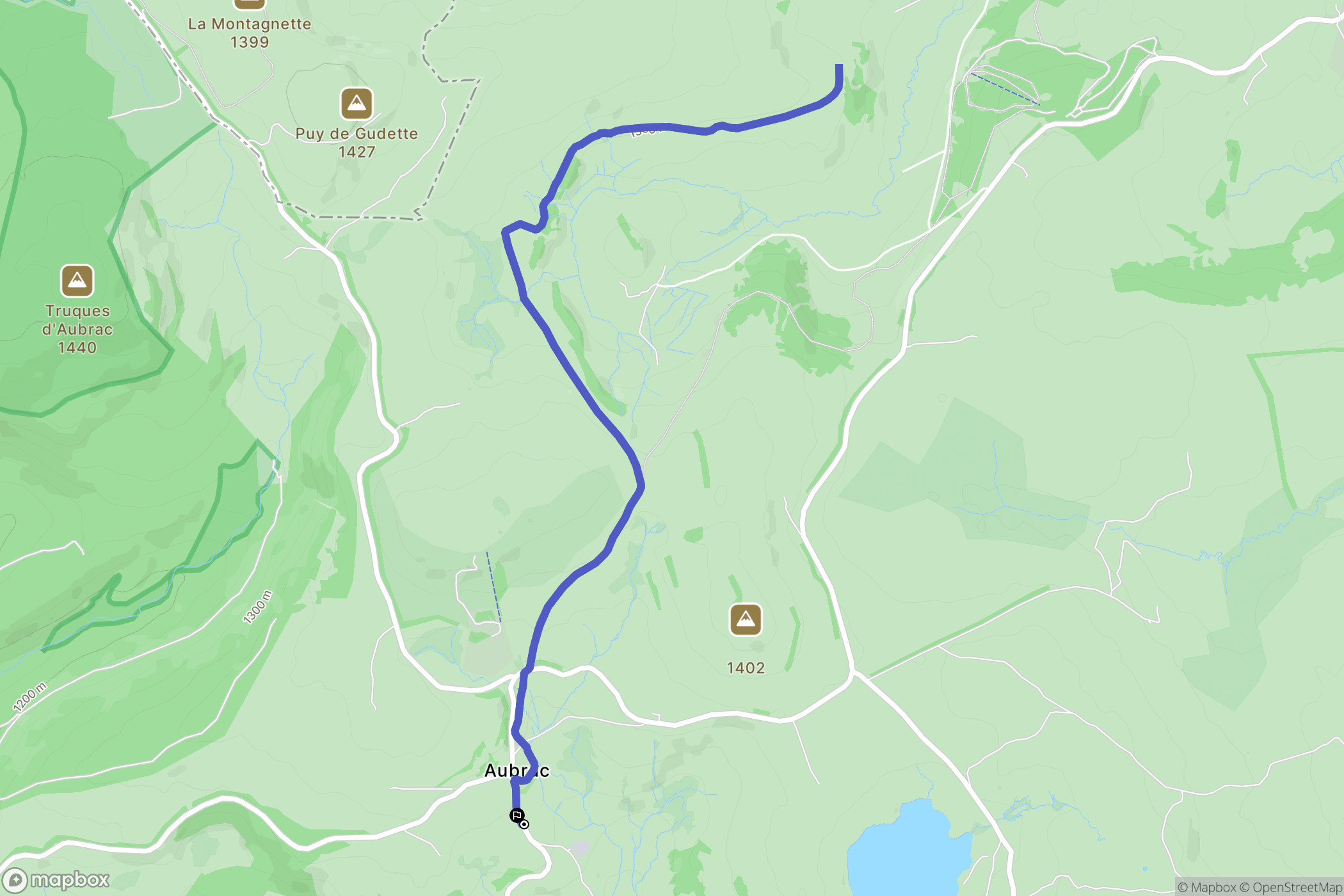Saint-Chély-d'Aubrac : carte du parcours de randonnée - France
