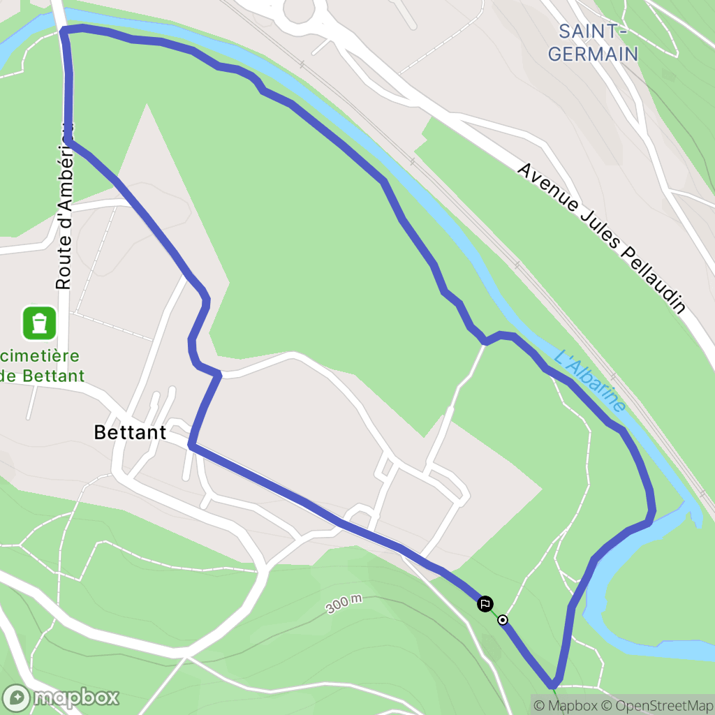 Bettant : carte du parcours de randonnée - France