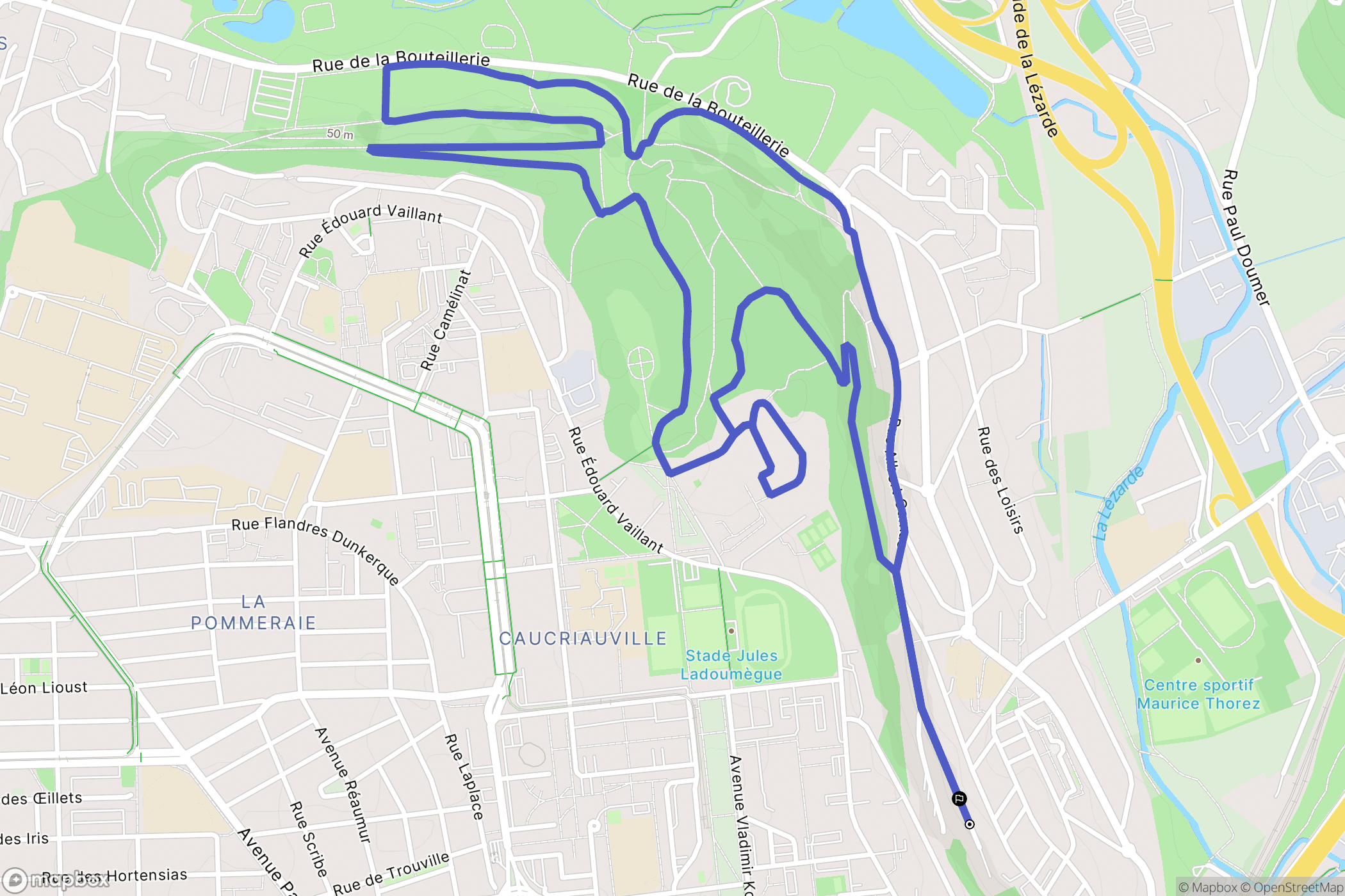 Harfleur : carte du parcours de randonnée - France