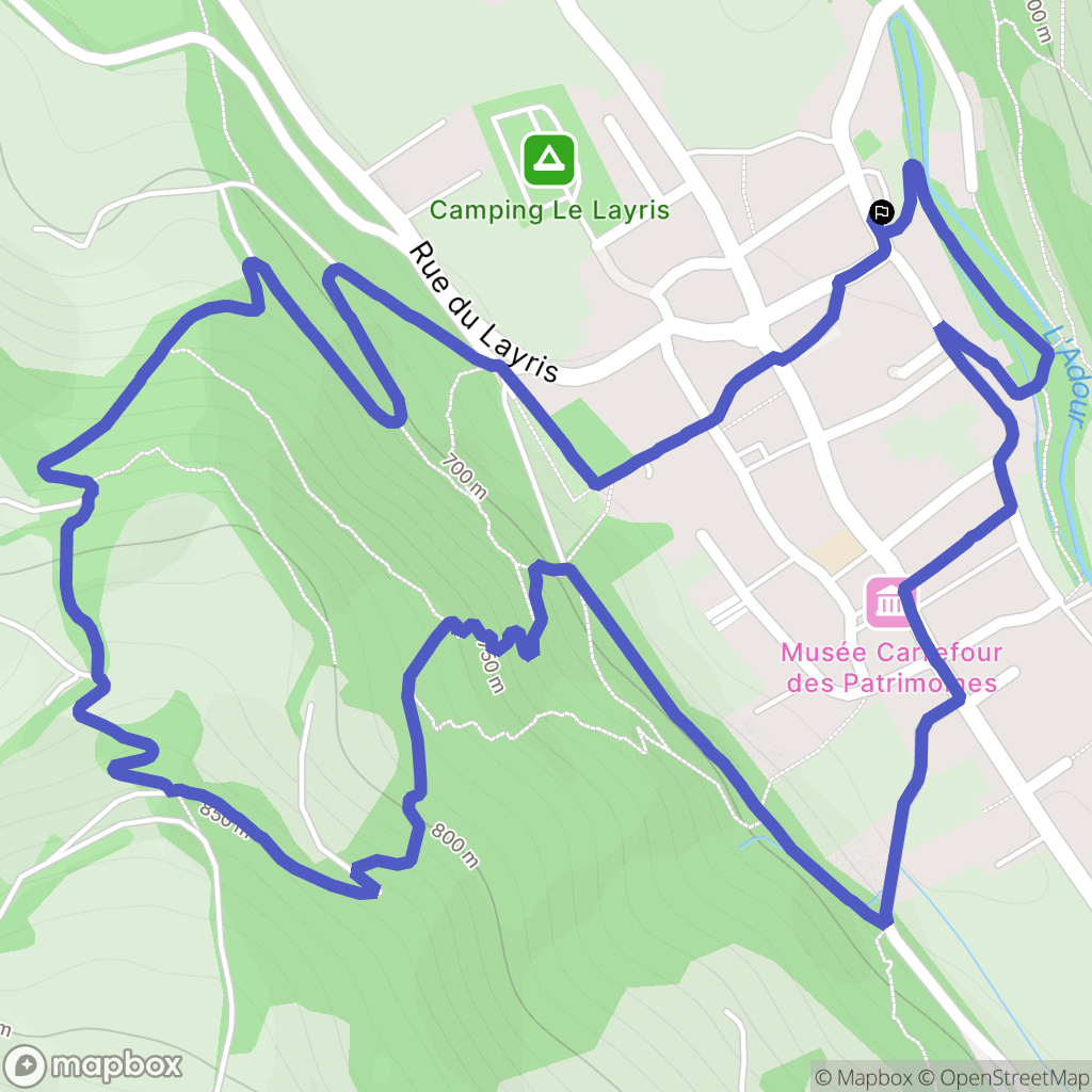 Campan : carte du parcours de randonnée - France