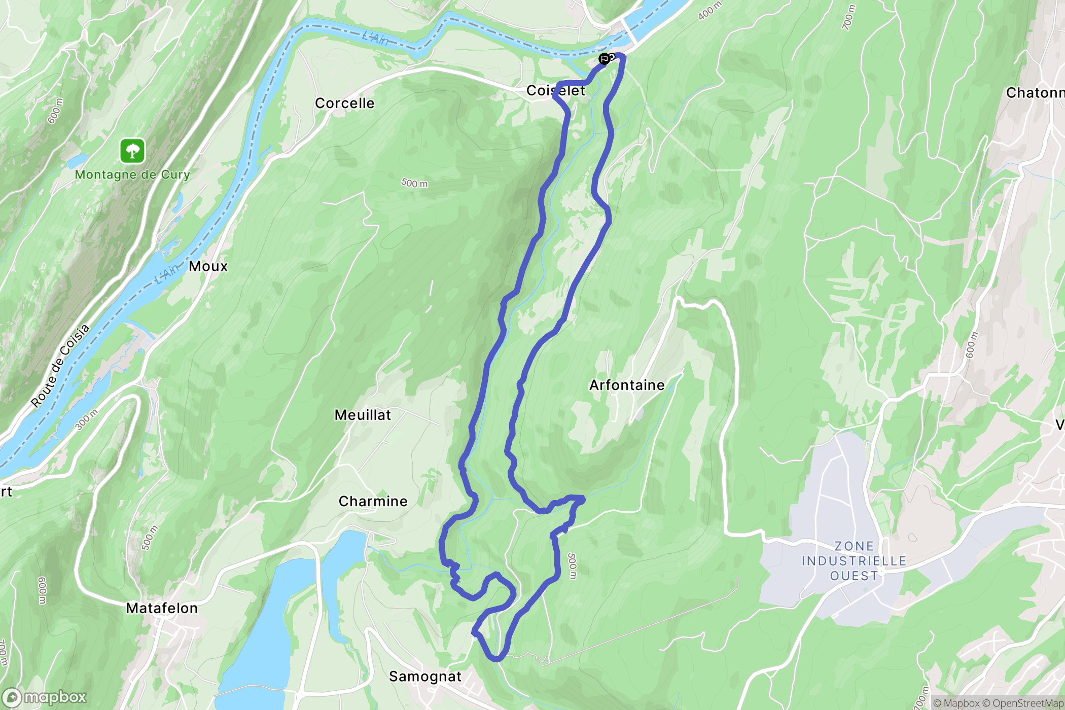 Samognat : carte du parcours de randonnée - France