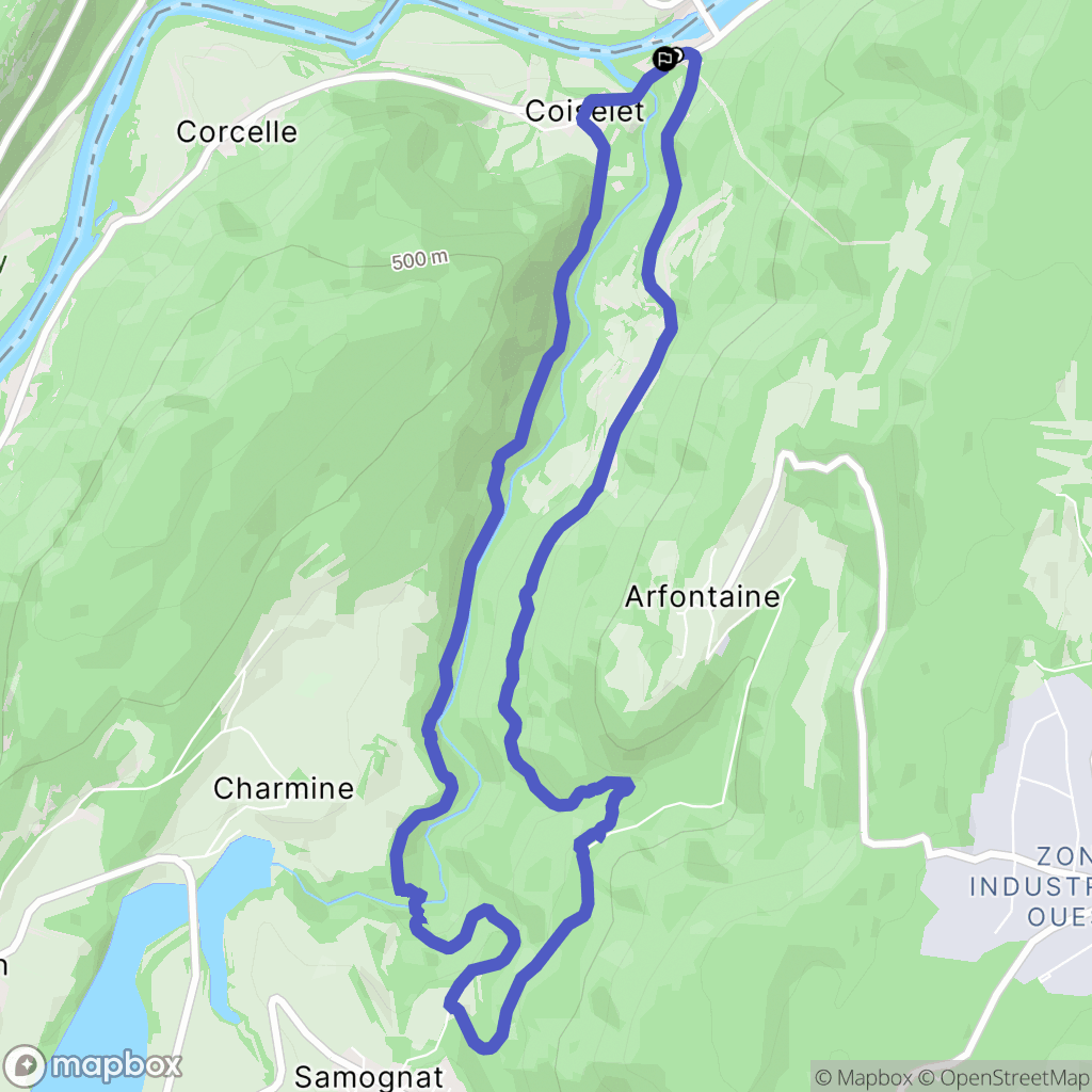 Samognat : carte du parcours de randonnée - France
