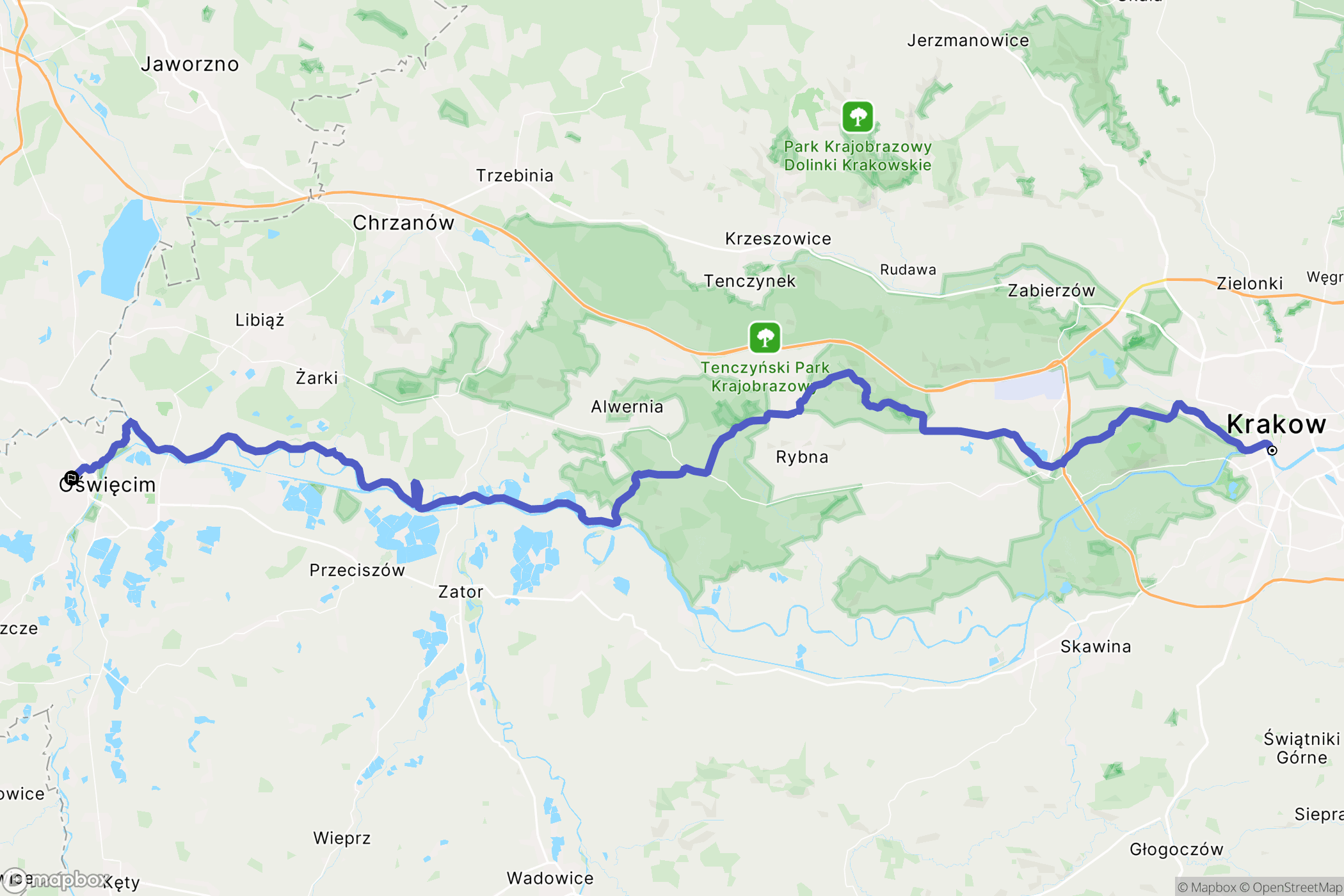 Kraków: mapa trasy - Poland