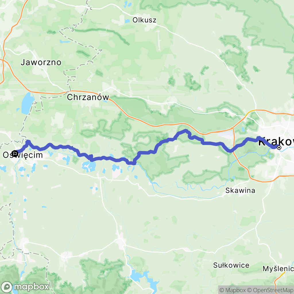 Kraków: mapa trasy - Poland