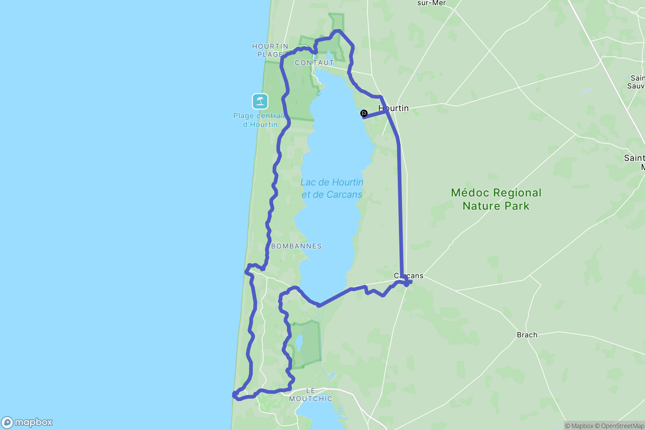Hourtin : carte du parcours de randonnée - France