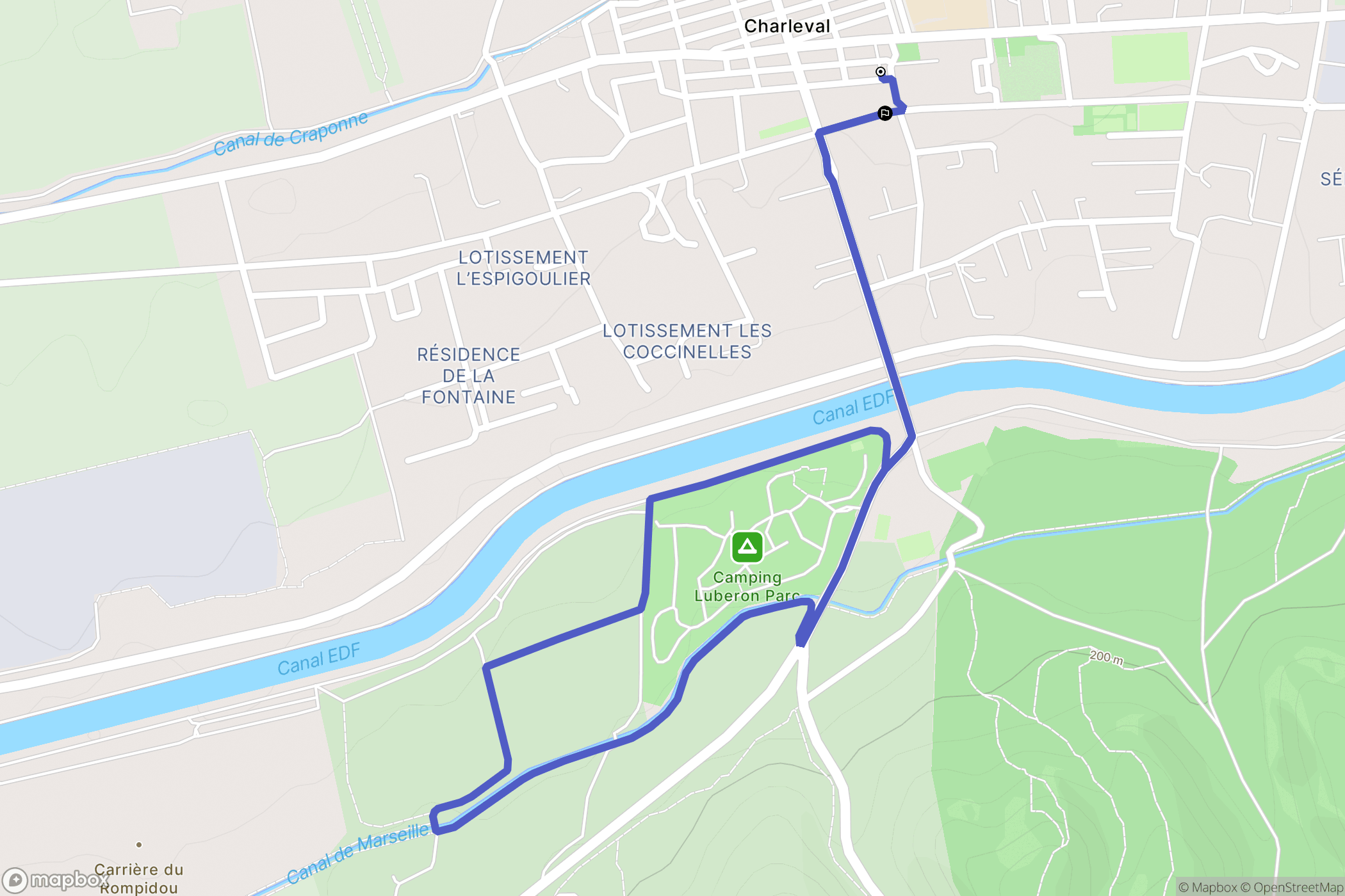 Charleval : carte du parcours de randonnée - France