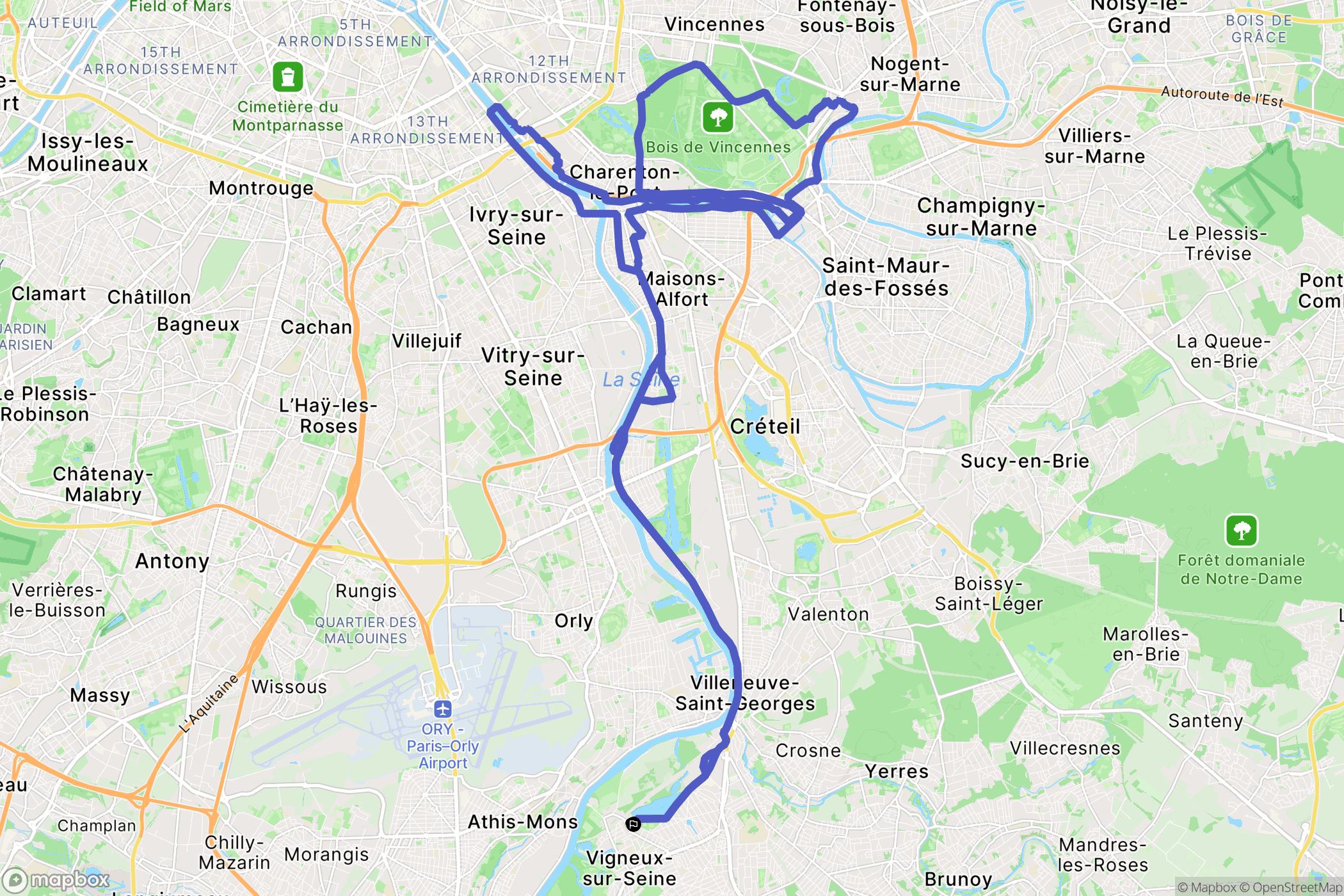 Vigneux-sur-Seine : carte du parcours de randonnée - France