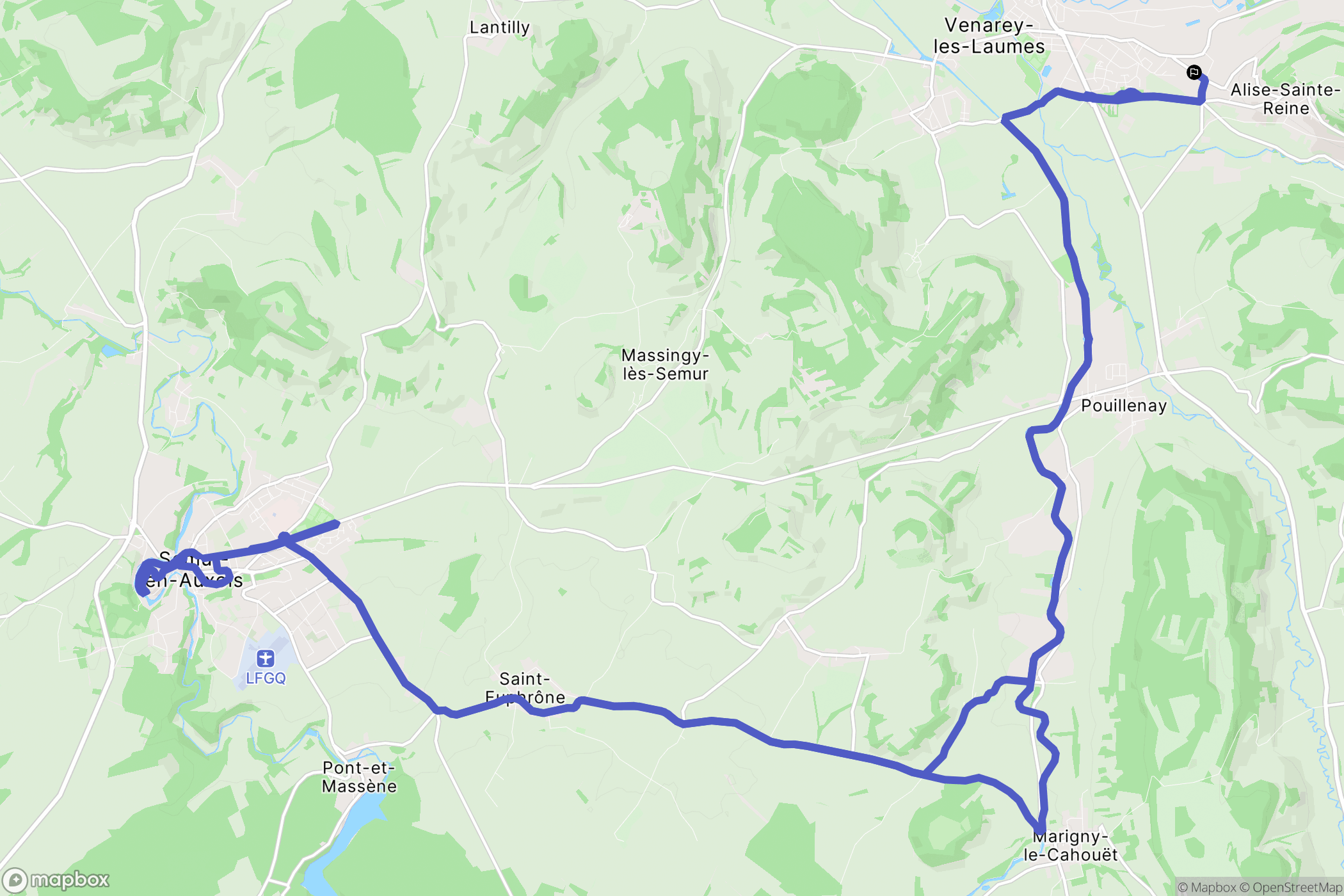 Venarey-les-Laumes : carte du parcours de randonnée - France