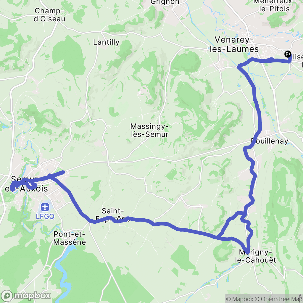 Venarey-les-Laumes : carte du parcours de randonnée - France