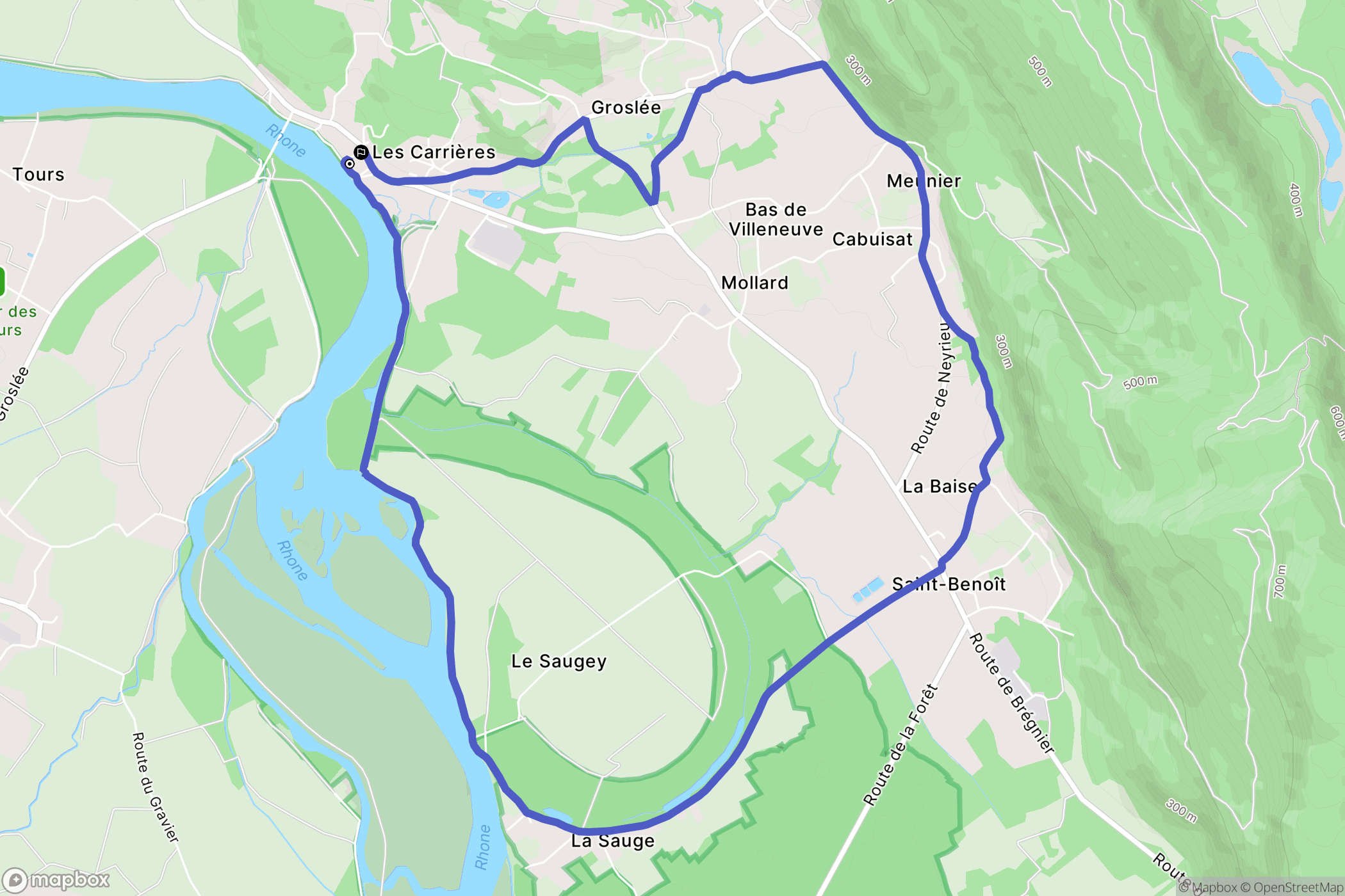 Groslée-Saint-Benoit : carte du parcours de randonnée - France