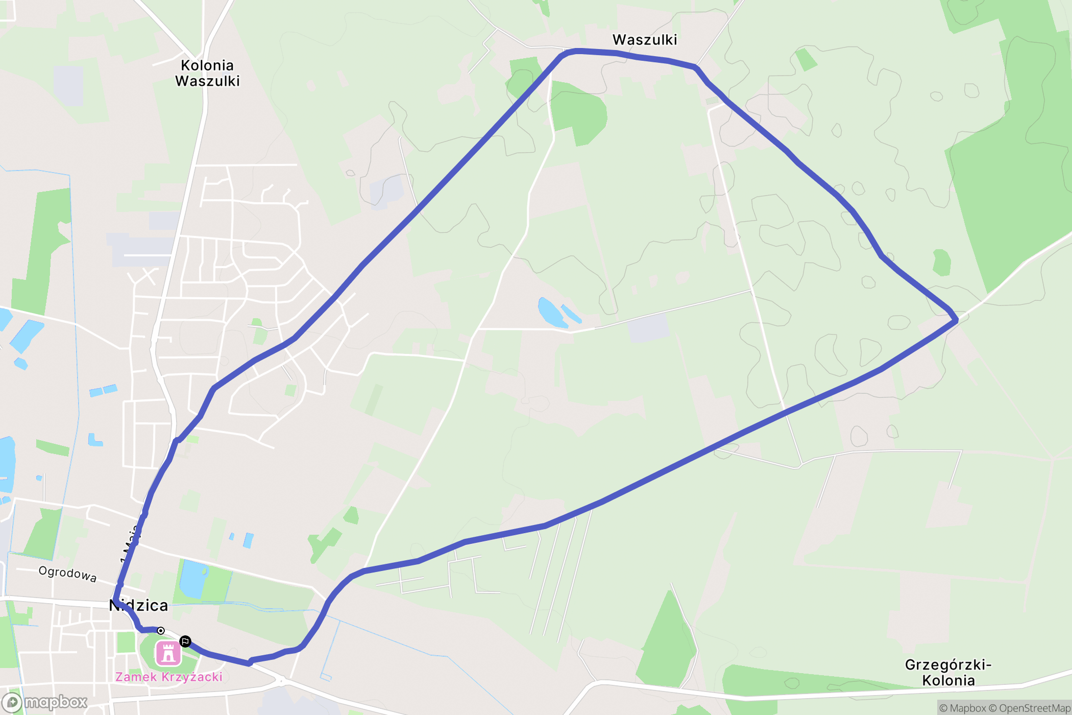 Nidzica: mapa trasy - Poland