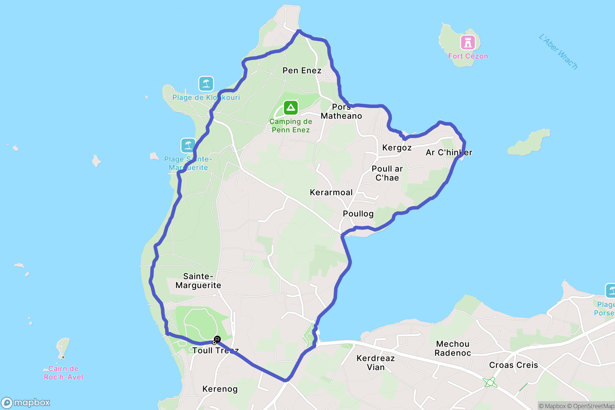Landéda : carte du parcours de randonnée - France