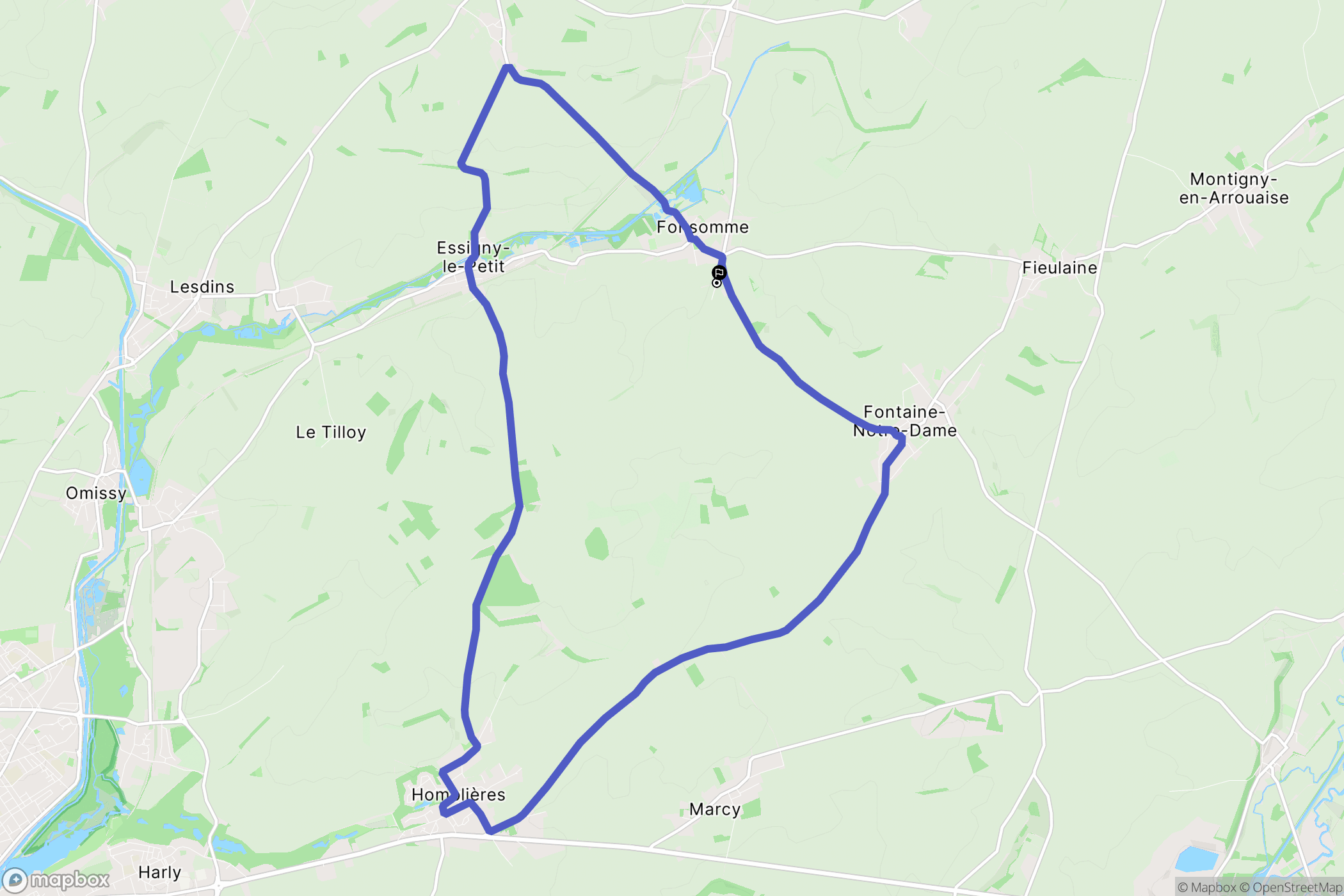 Fonsomme : carte du parcours de randonnée - France