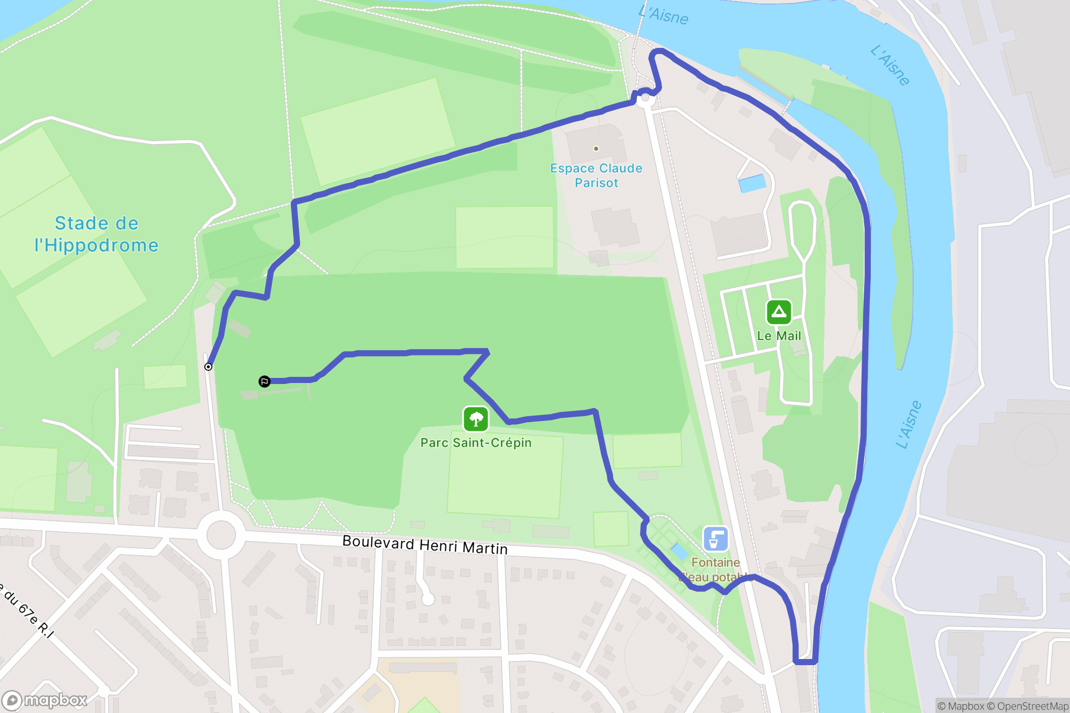 Soissons : carte du parcours de randonnée - France