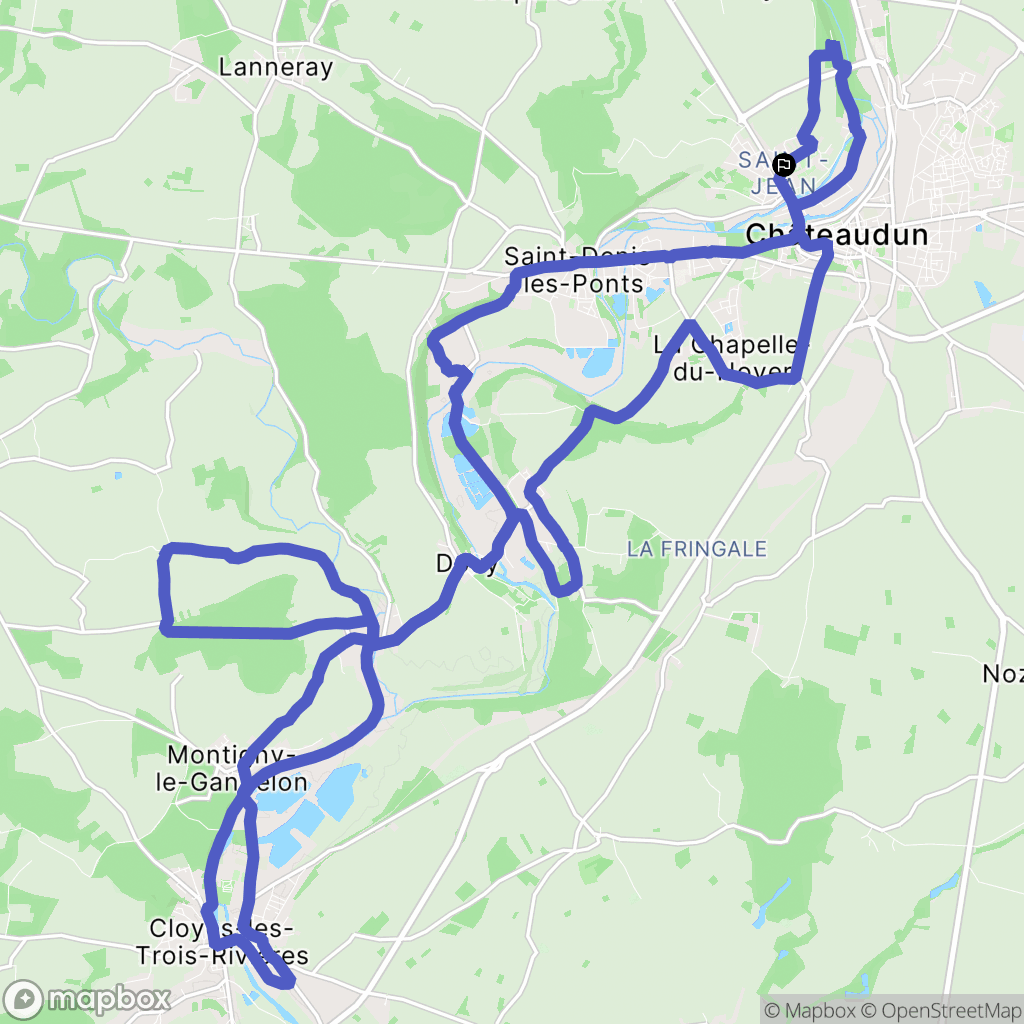 Châteaudun : carte du parcours de randonnée - France